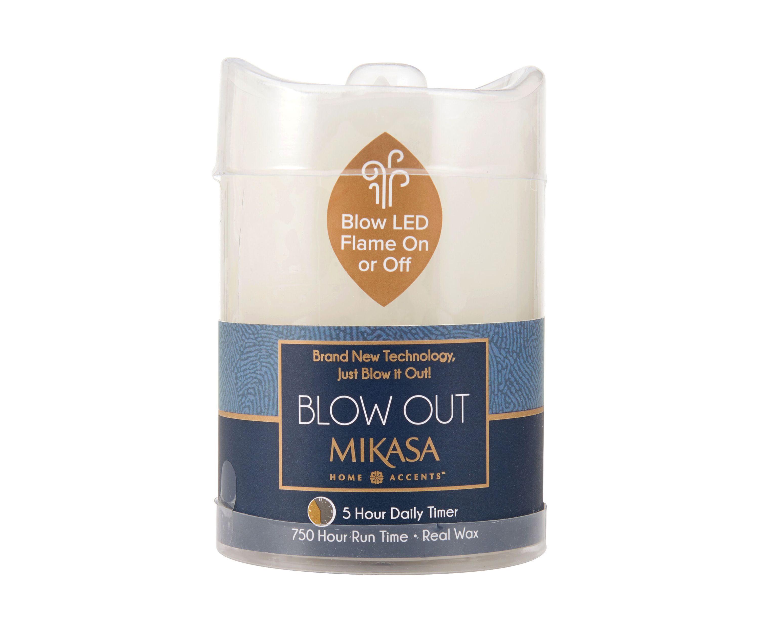 Mikasa Blow Out Realistic LED Wax Pillar, 3x4 Inch