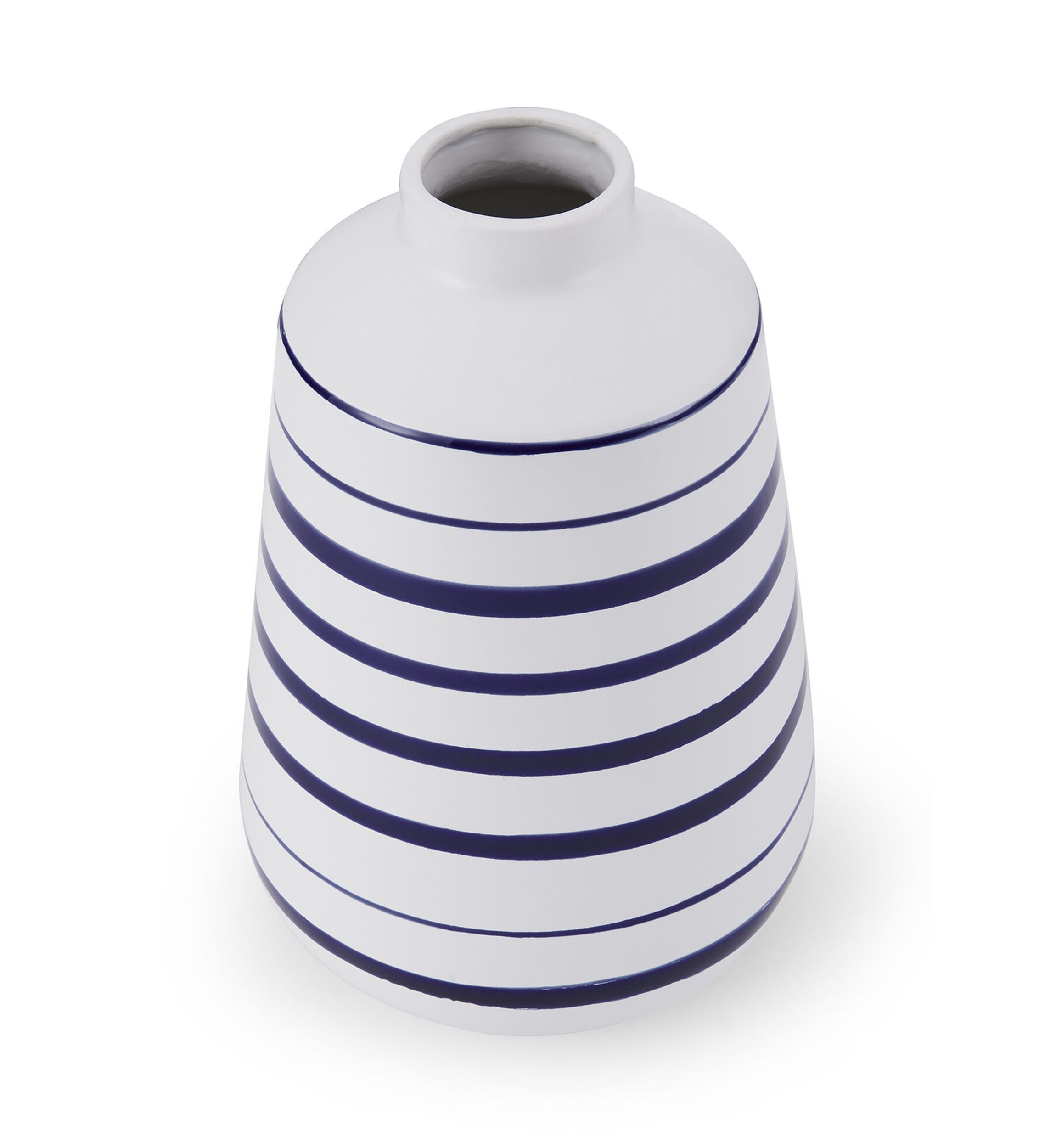 Elements 10-Inch Striped Ceramic Vase, Blue/White