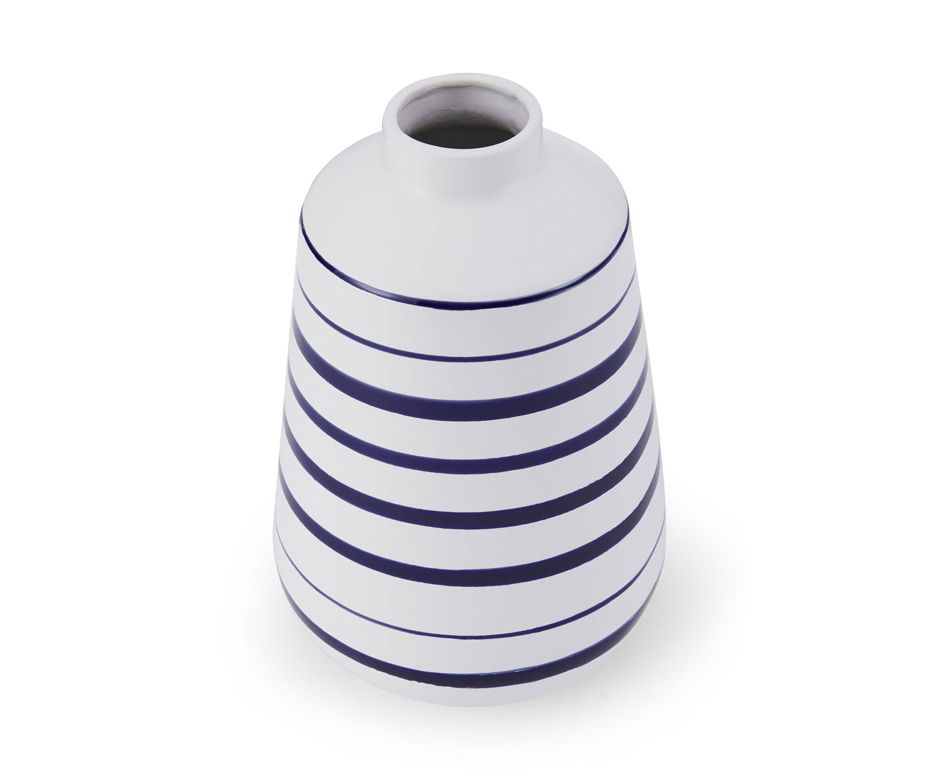 Elements 10-Inch Striped Ceramic Vase, Blue/White