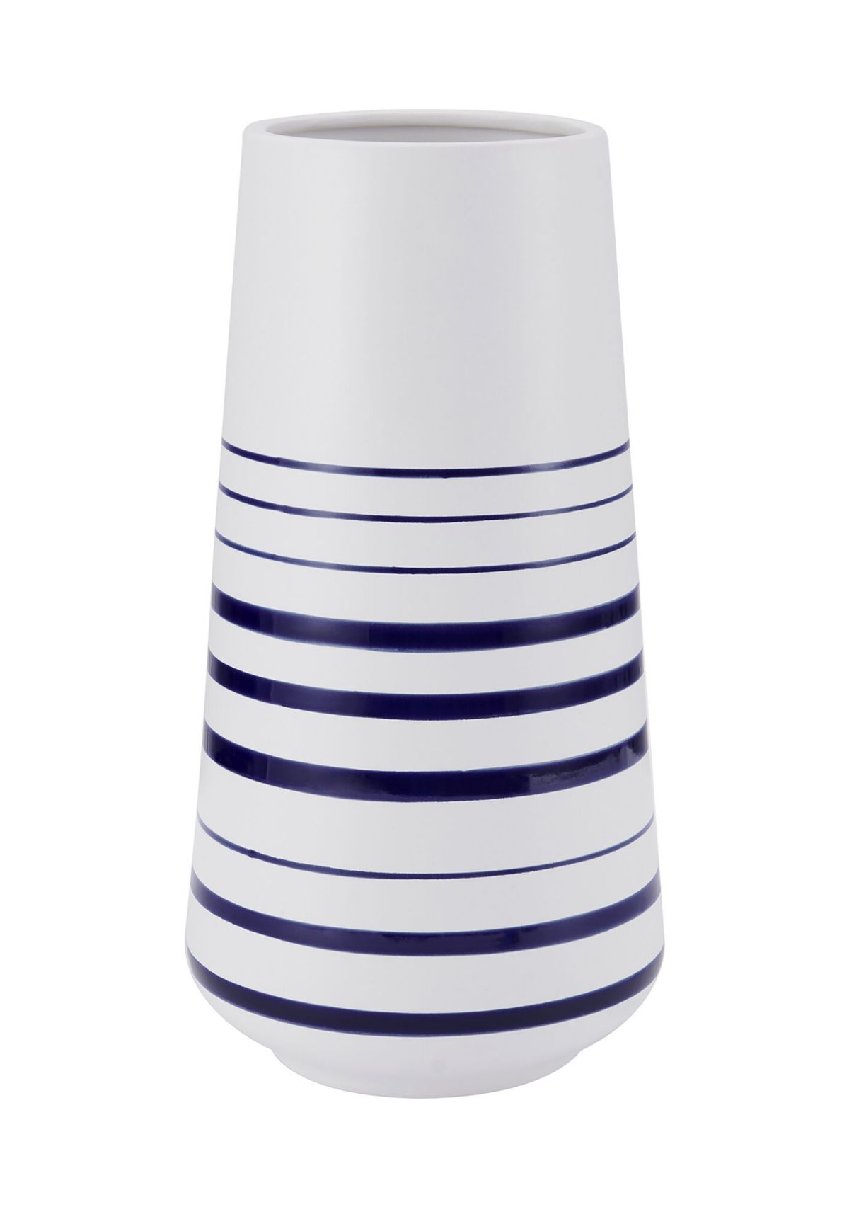 Elements 12-Inch Blue Stripe Ceramic Vase, Blue/White