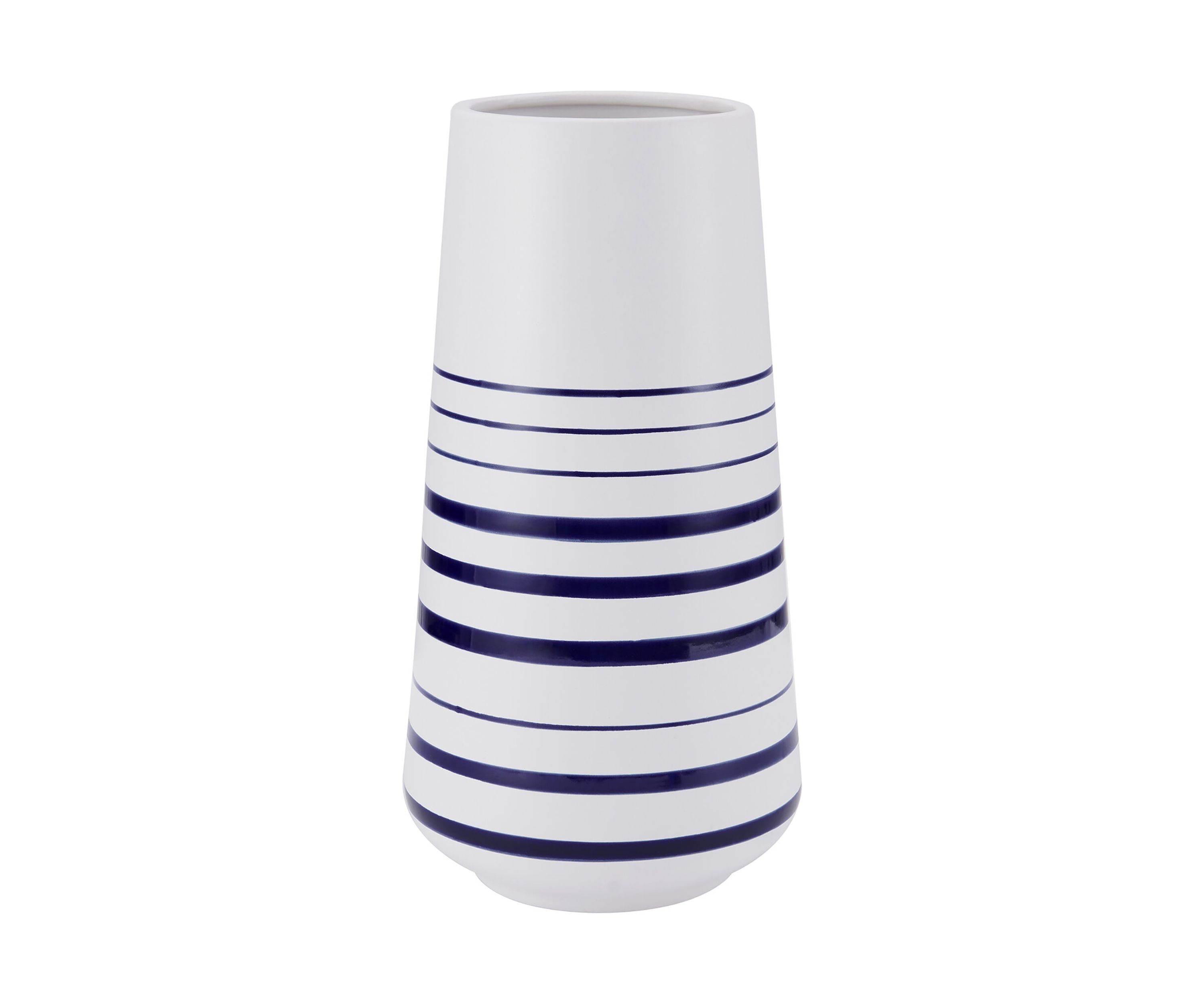 Elements 12-Inch Blue Stripe Ceramic Vase, Blue/White