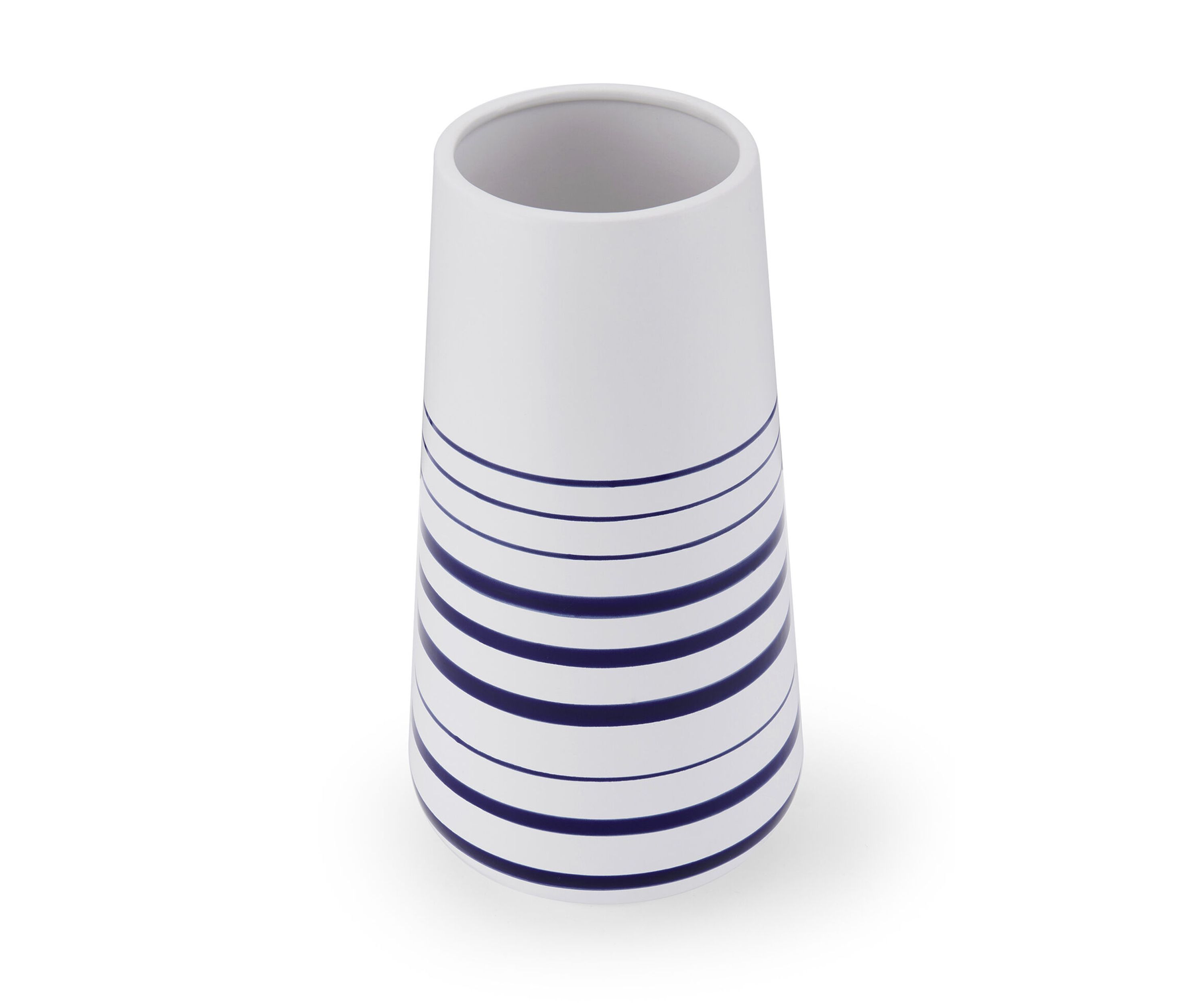 Elements 12-Inch Blue Stripe Ceramic Vase, Blue/White