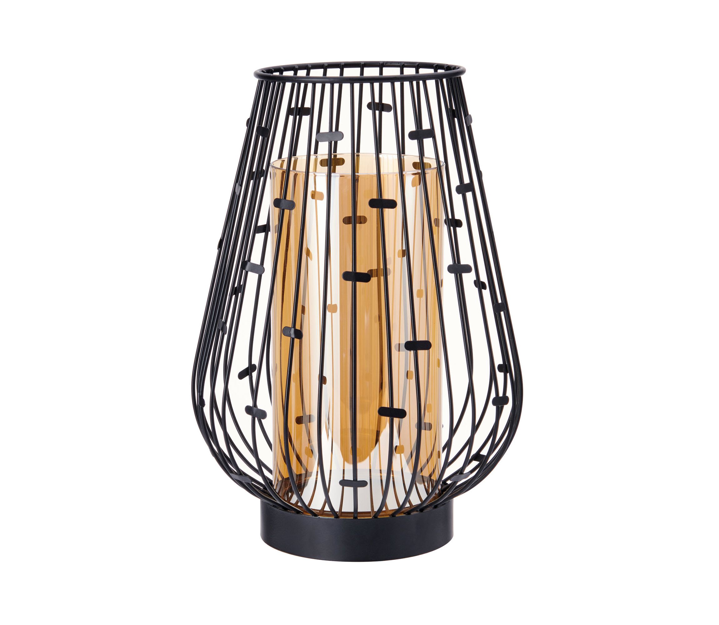 10-inch Amber Metal Lantern Candleholder