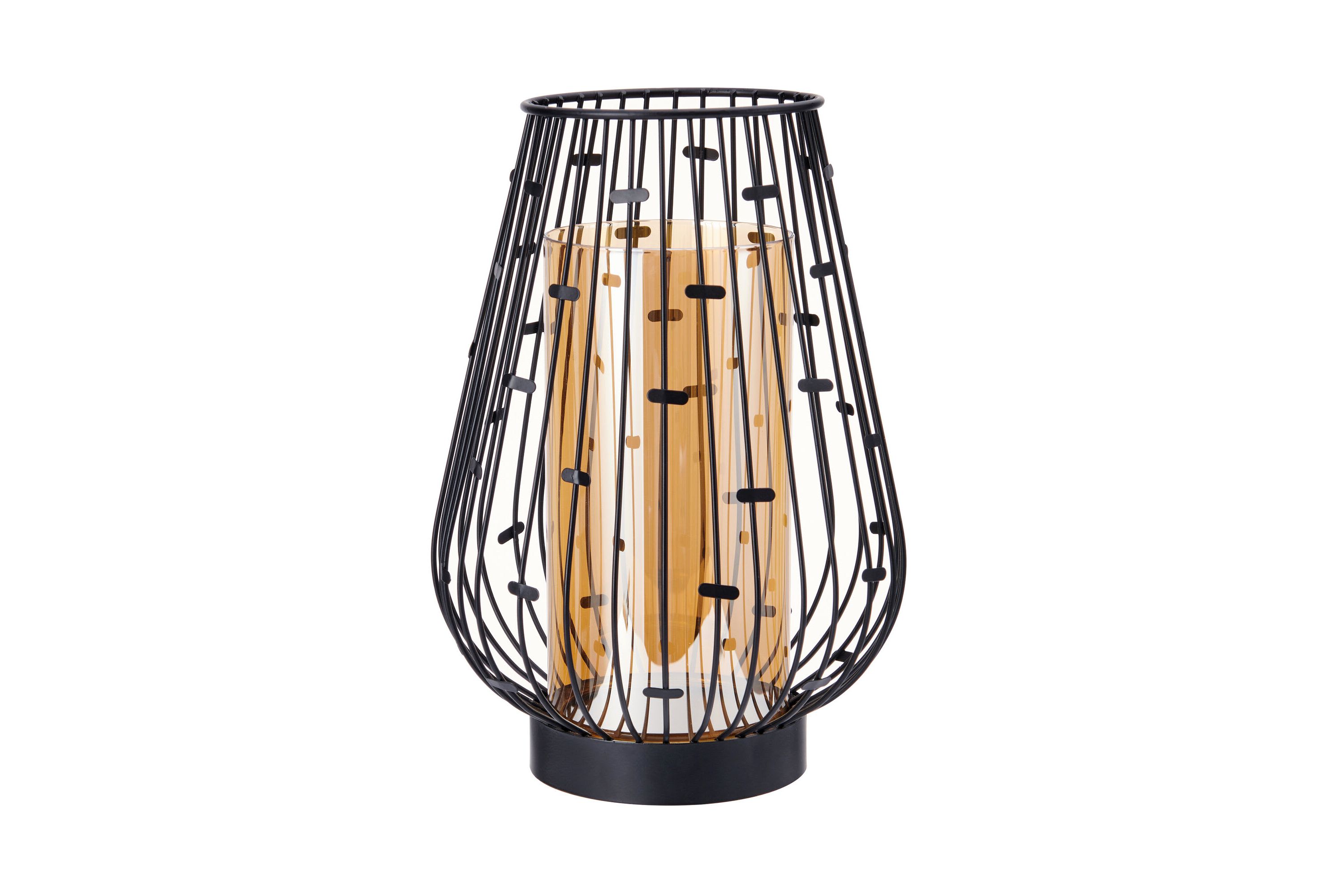 10-inch Amber Metal Lantern Candleholder
