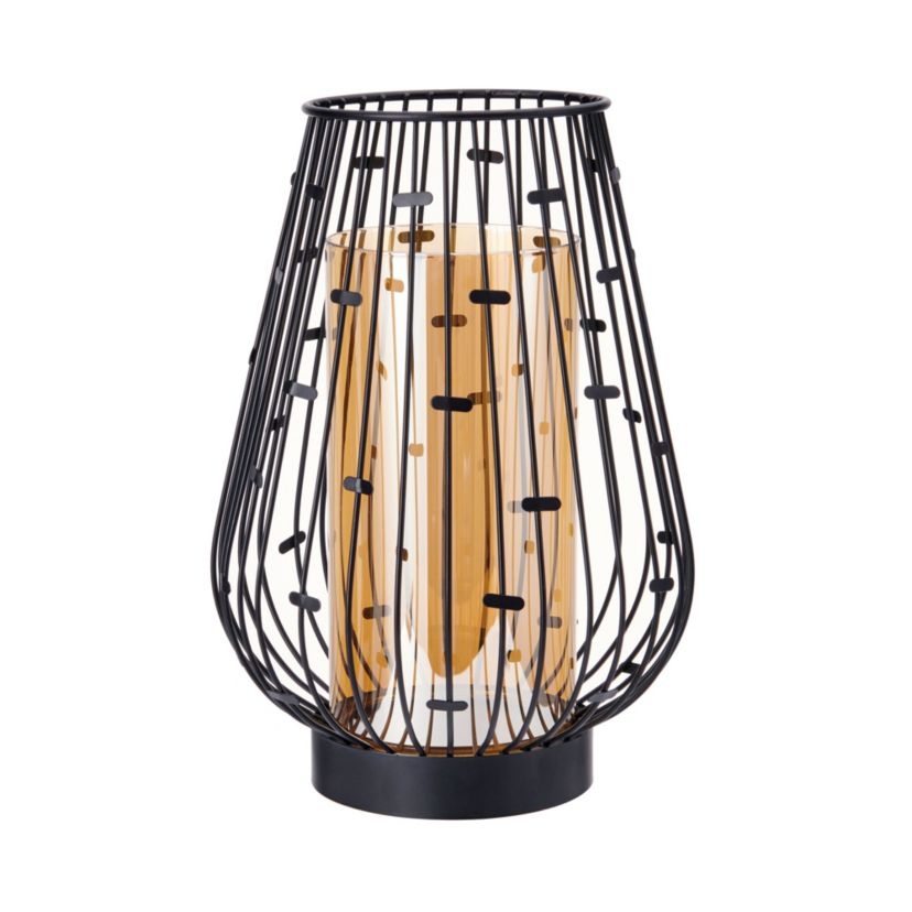 10-inch Amber Metal Lantern Candleholder
