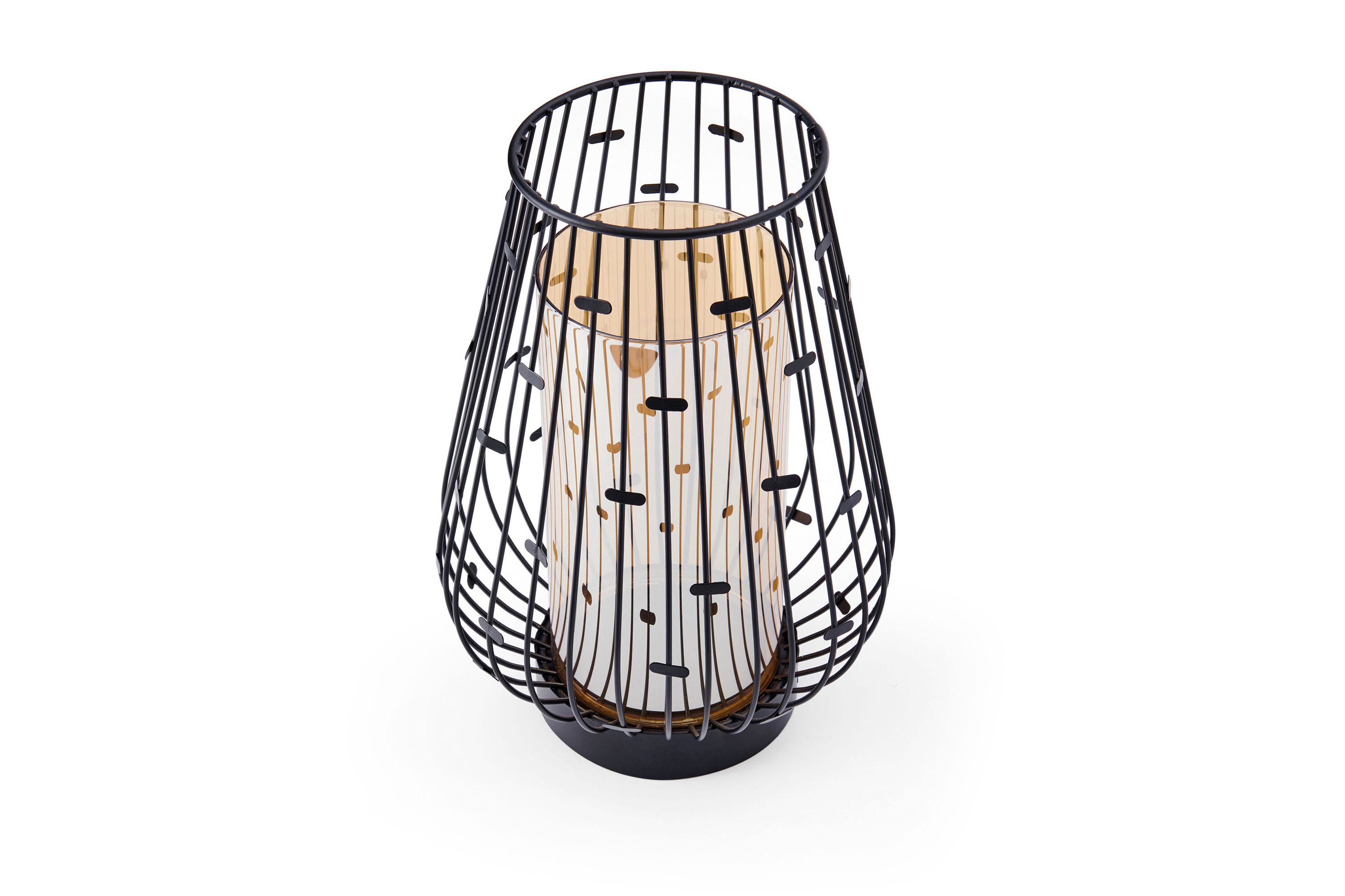 10-inch Amber Metal Lantern Candleholder