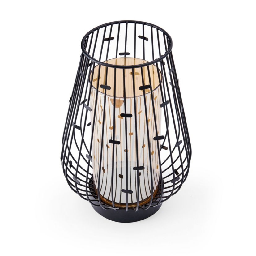 10-inch Amber Metal Lantern Candleholder