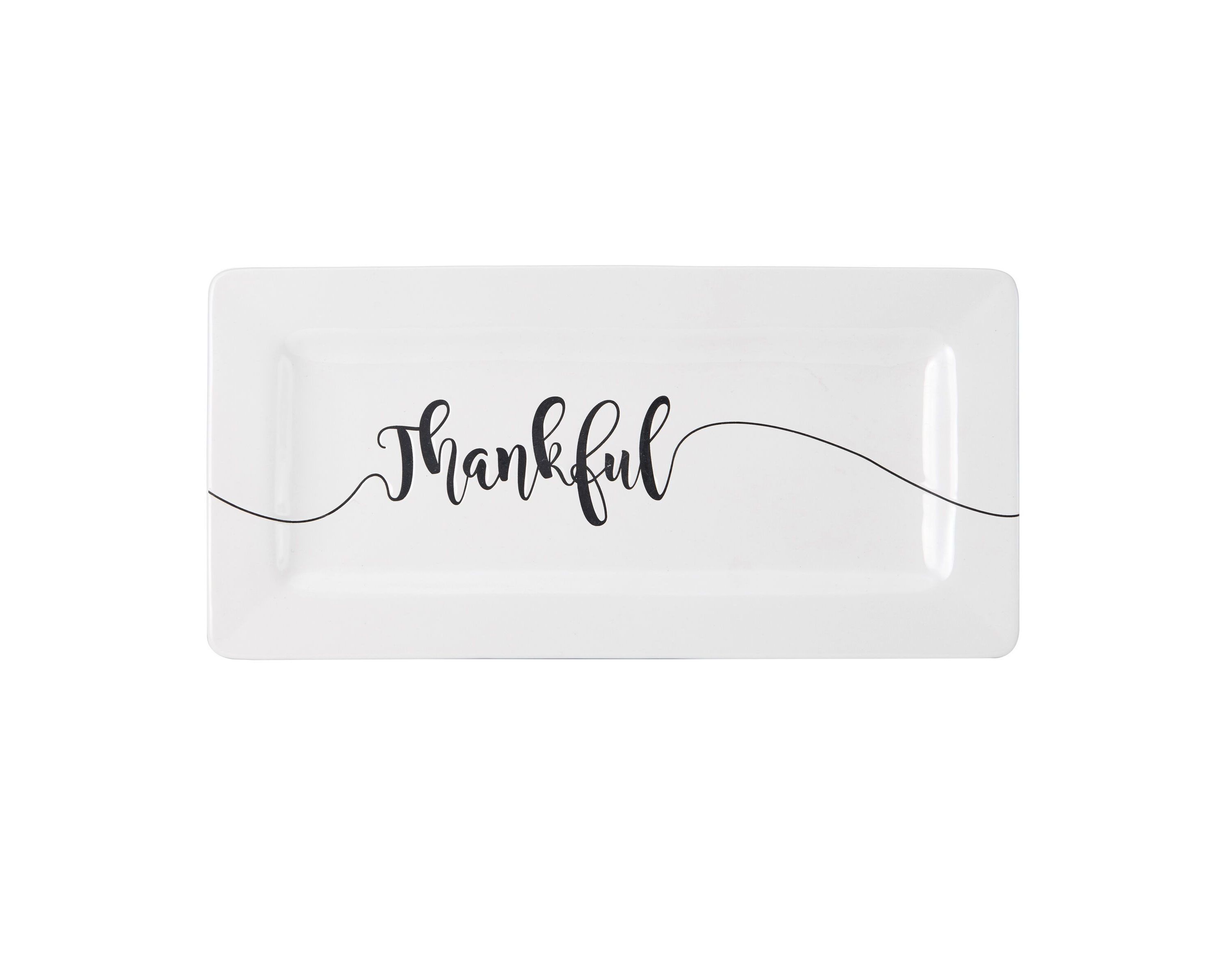 16x8 Inch Ceramic Sentiment Tray "Thankful"