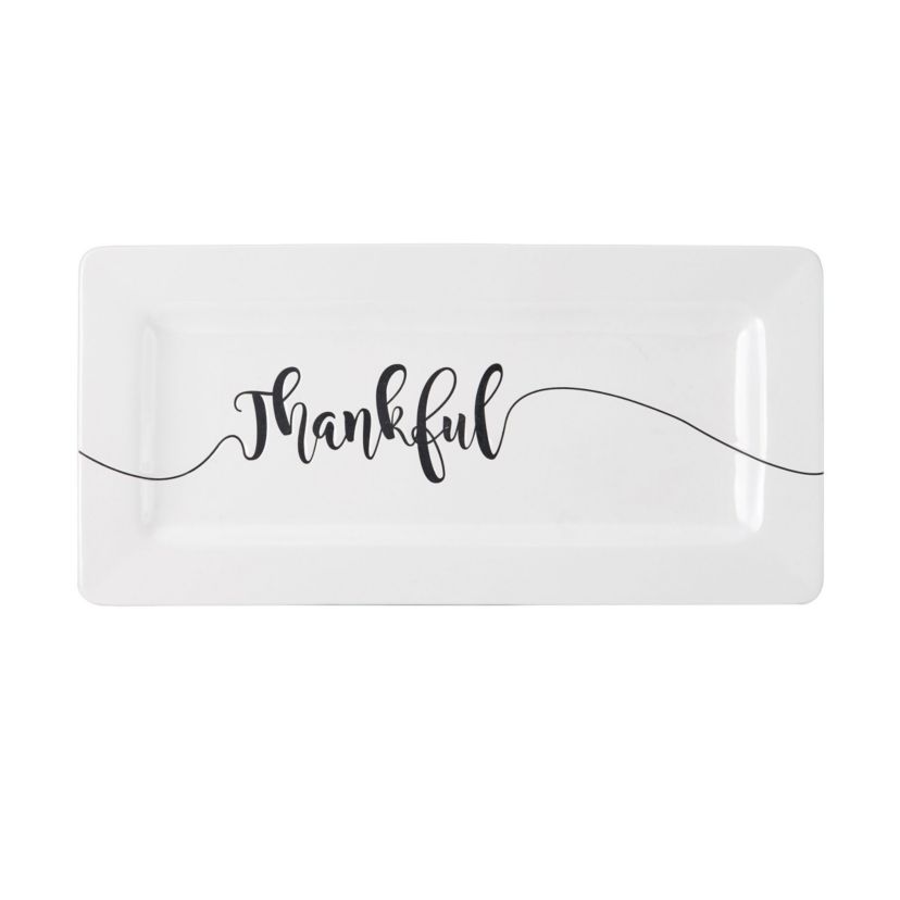 16x8 Inch Ceramic Sentiment Tray "Thankful"