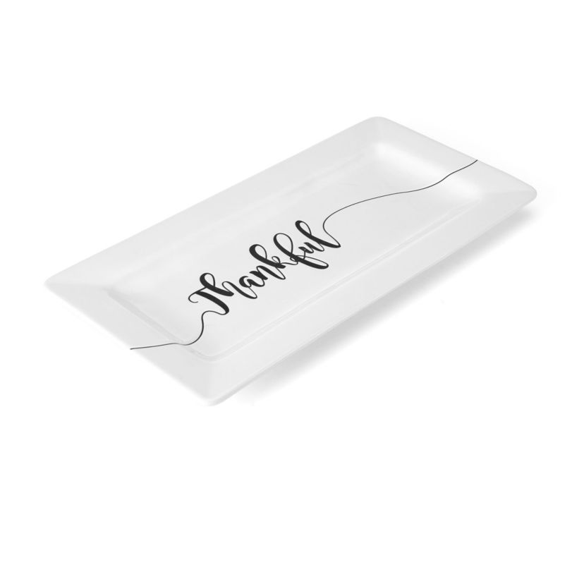16x8 Inch Ceramic Sentiment Tray "Thankful"