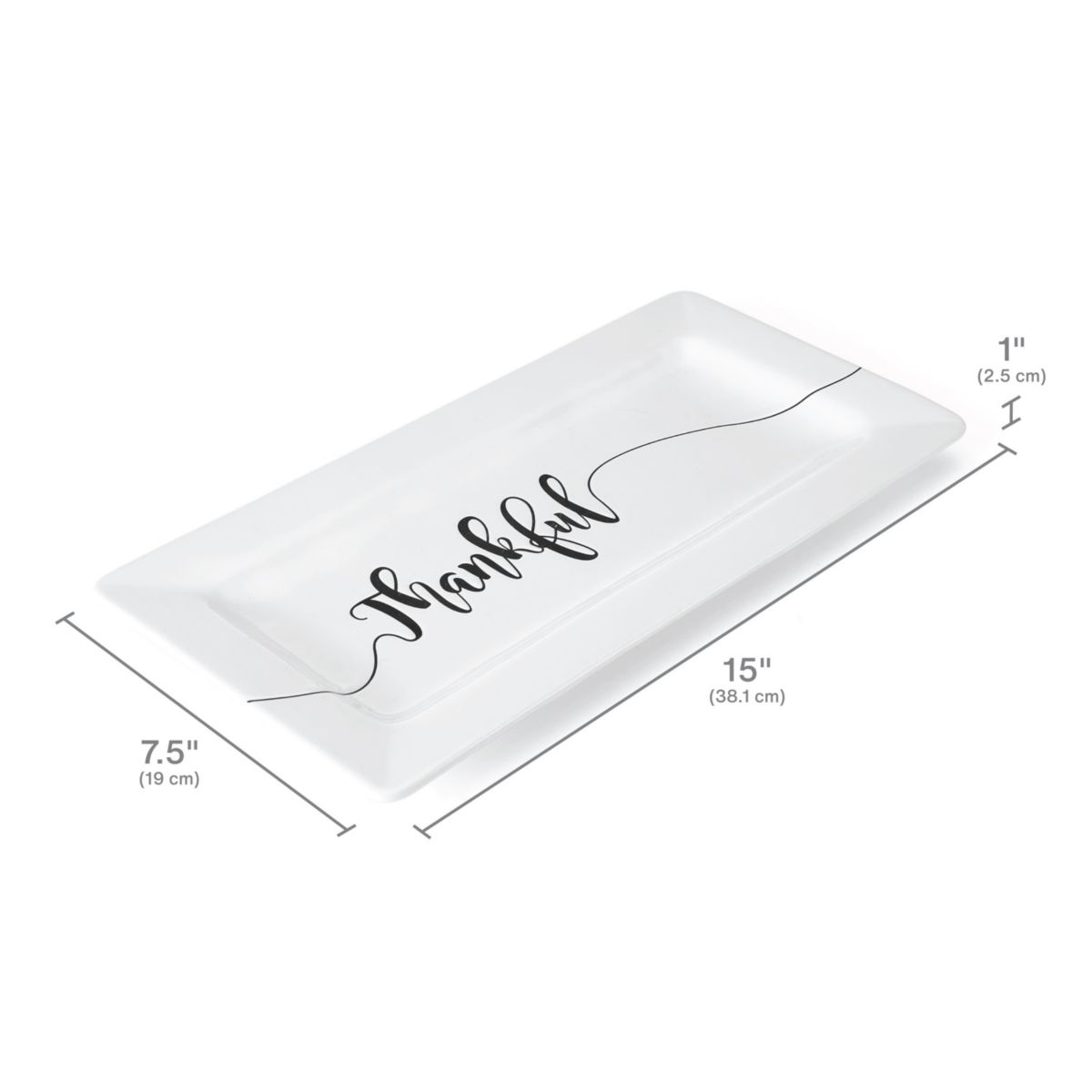 16x8 Inch Ceramic Sentiment Tray "Thankful"