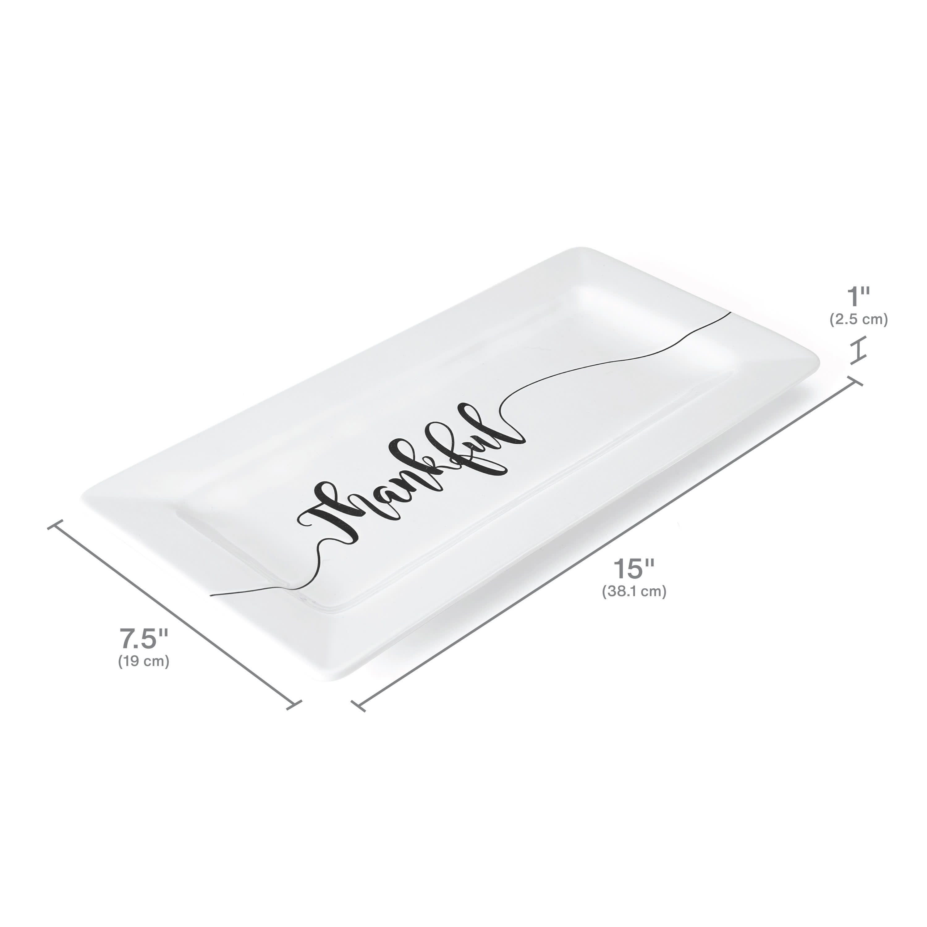16x8 Inch Ceramic Sentiment Tray "Thankful"