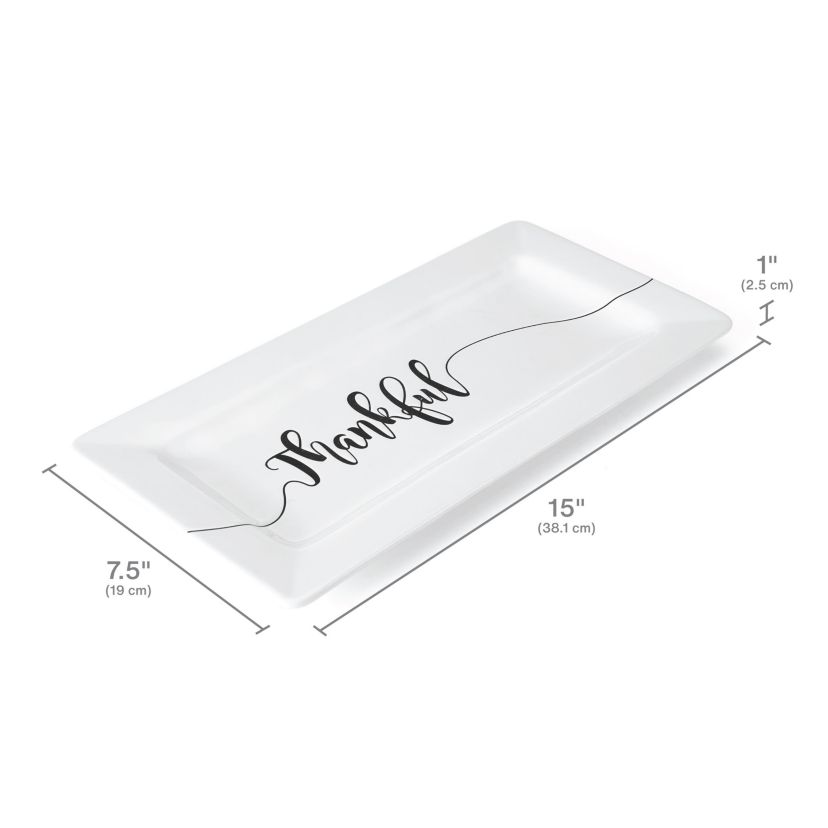 16x8 Inch Ceramic Sentiment Tray "Thankful"