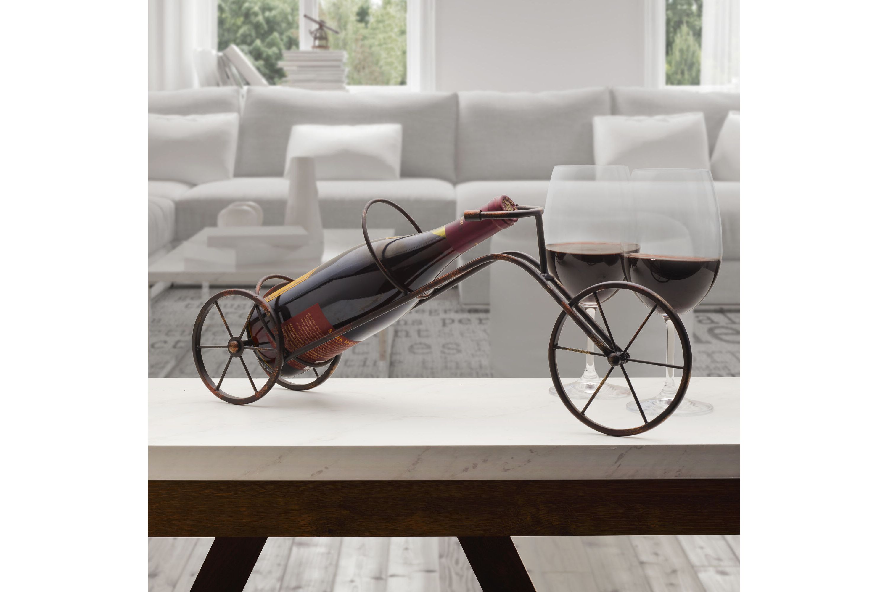 20-inx8-in Metal Push Cart Wine Holder