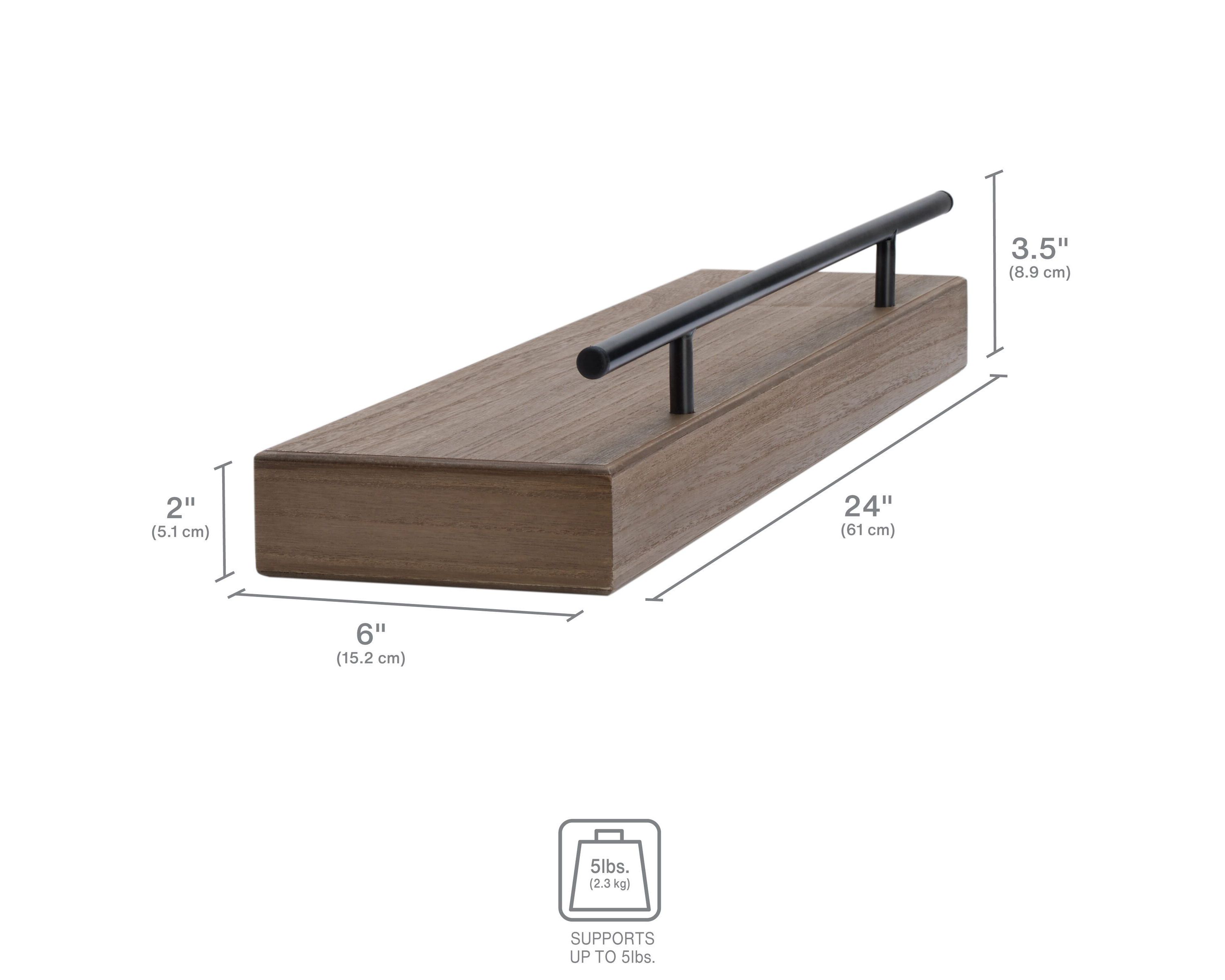 Floating Railing Shelf for Bedroom, Living Room, Bathroom, Kitchen, 24-Inch