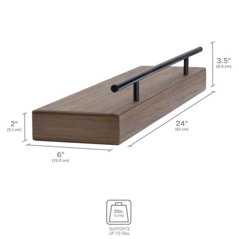 Floating Railing Shelf for Bedroom, Living Room, Bathroom, Kitchen, 24-Inch