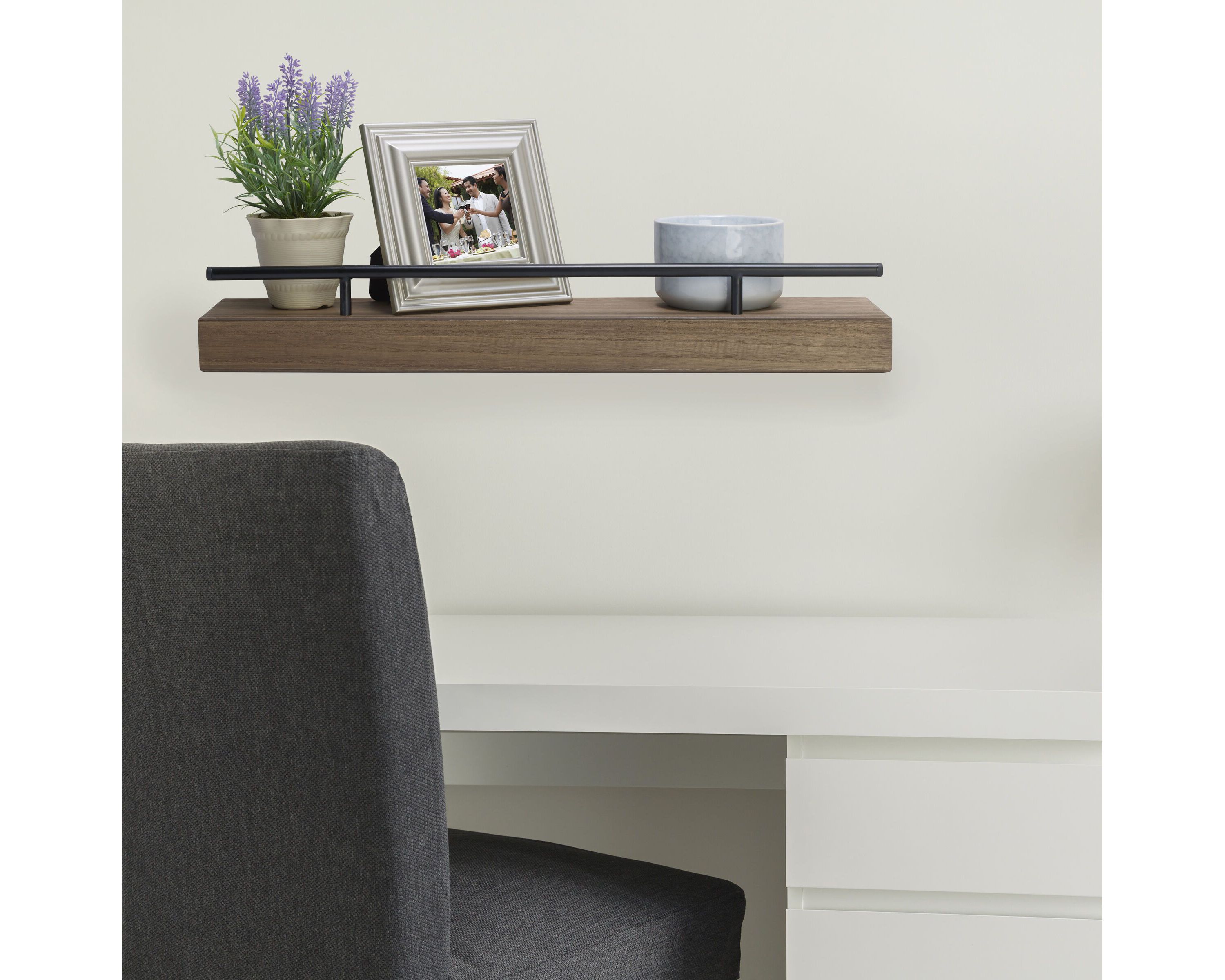 Floating Railing Shelf for Bedroom, Living Room, Bathroom, Kitchen, 24-Inch