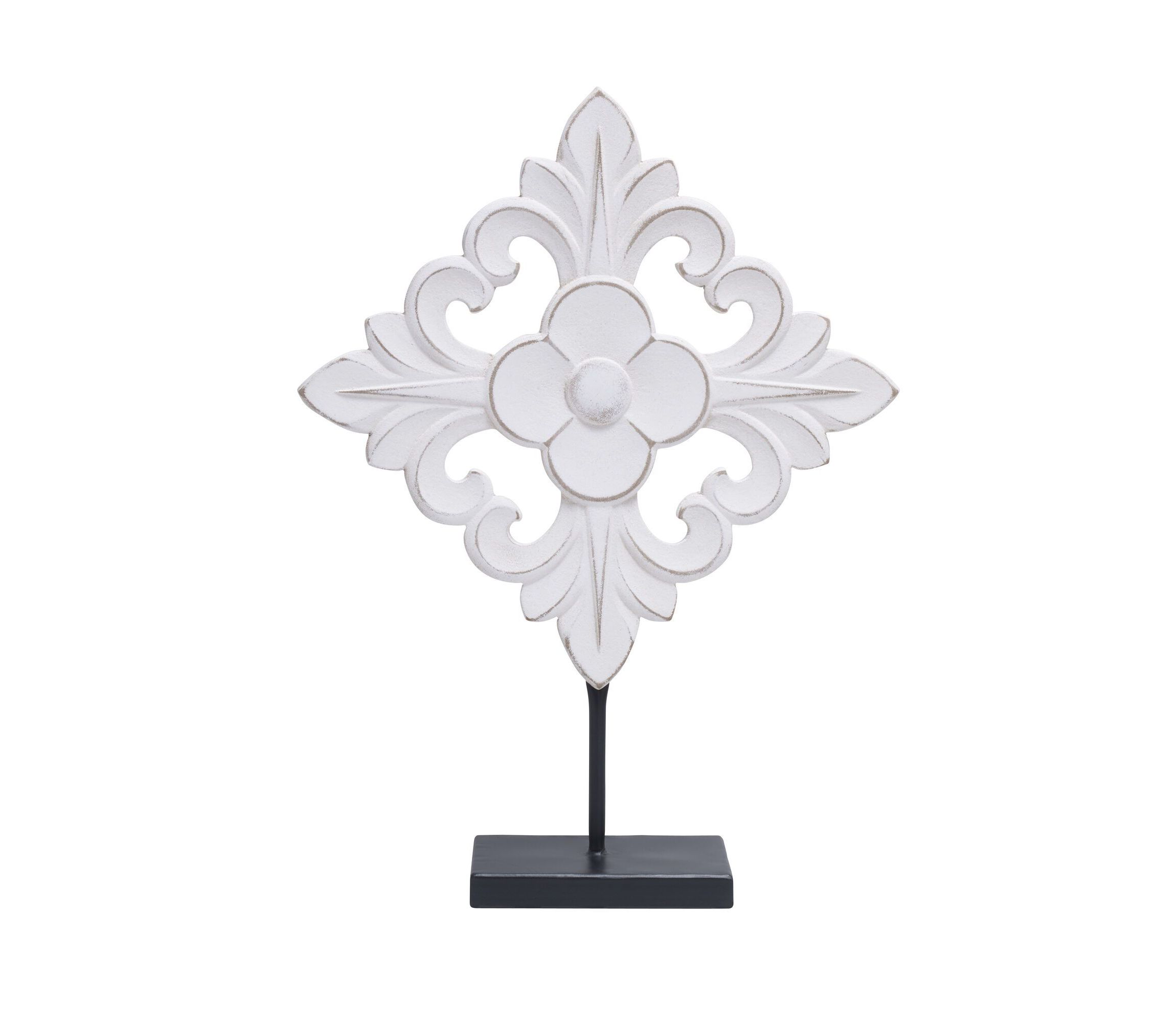 19-in Wood and Metal Tabletop Decor in White