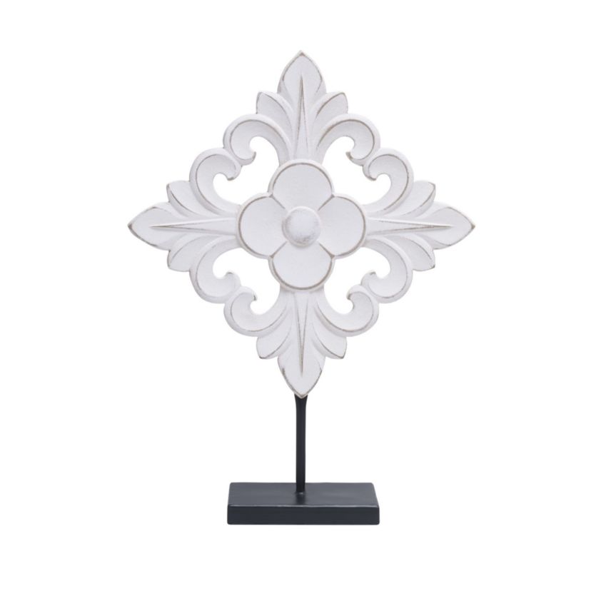 19-in Wood and Metal Tabletop Decor in White