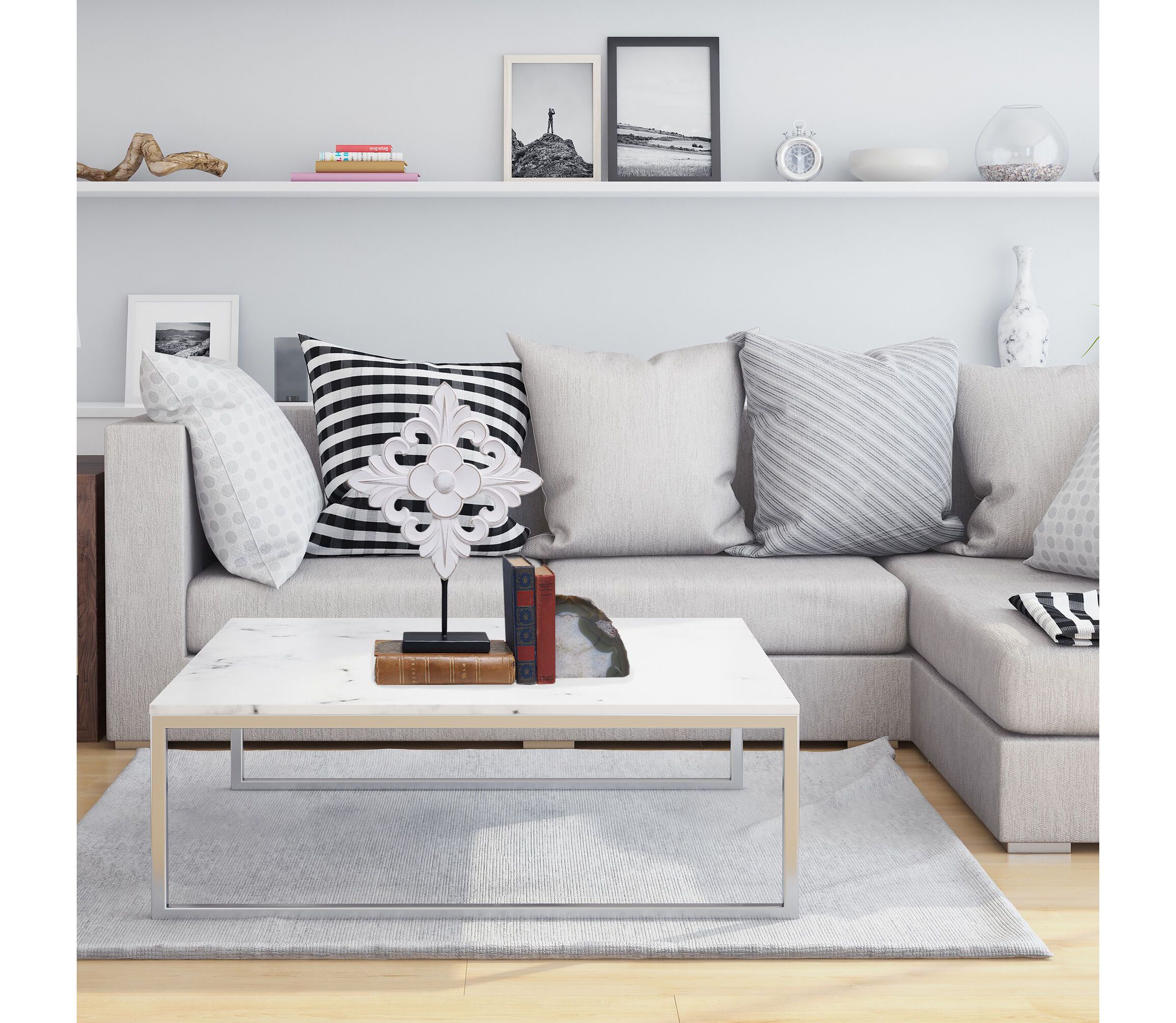 19-in Wood and Metal Tabletop Decor in White