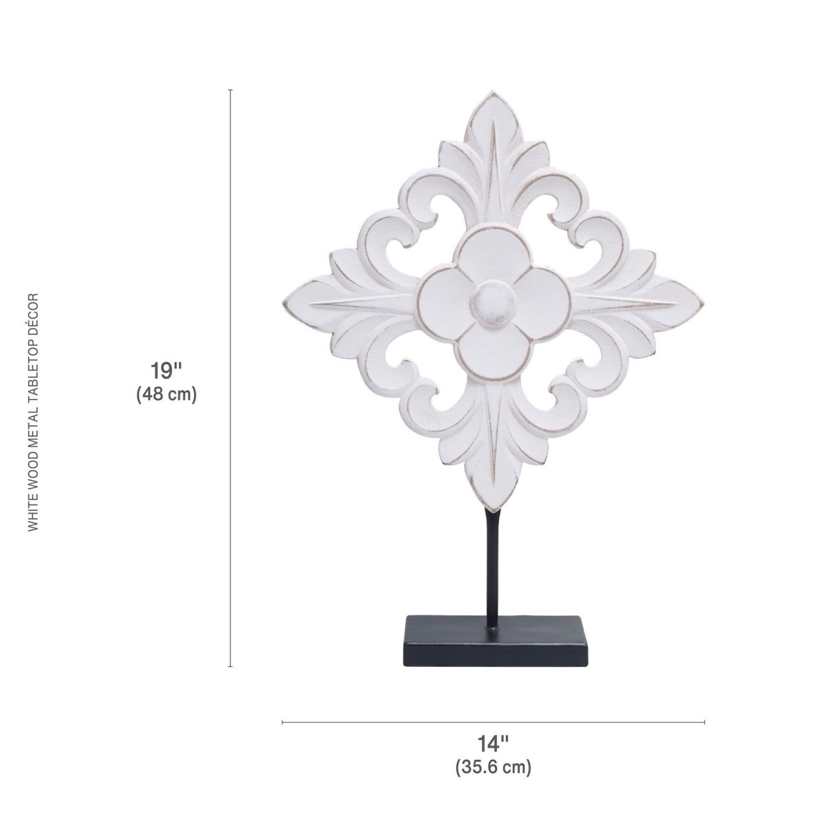 19-in Wood and Metal Tabletop Decor in White