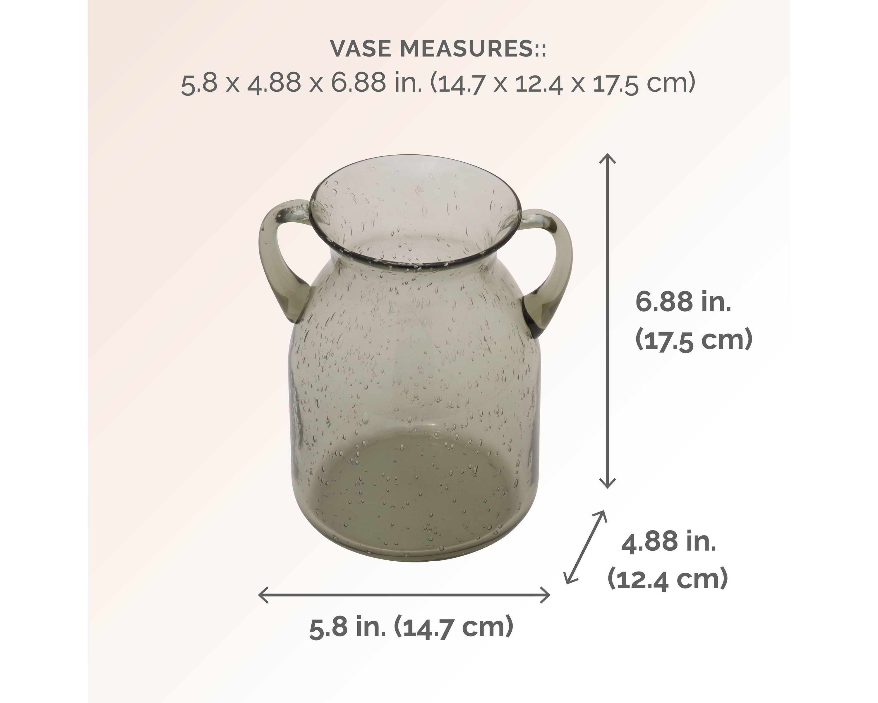 Handled Glass Vase, 7 Inch, Green
