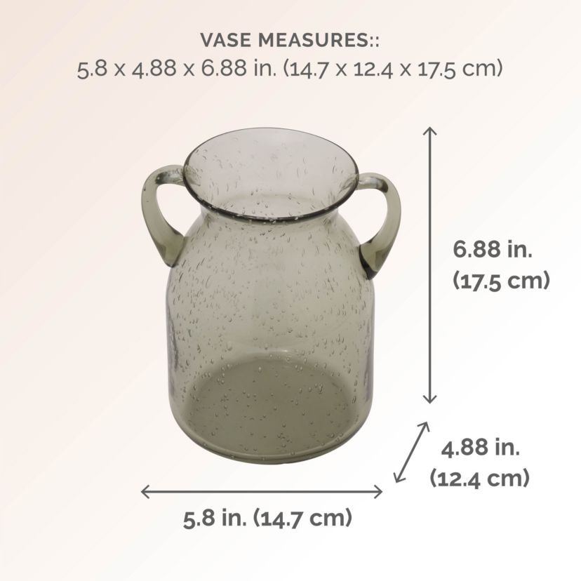 Handled Glass Vase, 7 Inch, Green