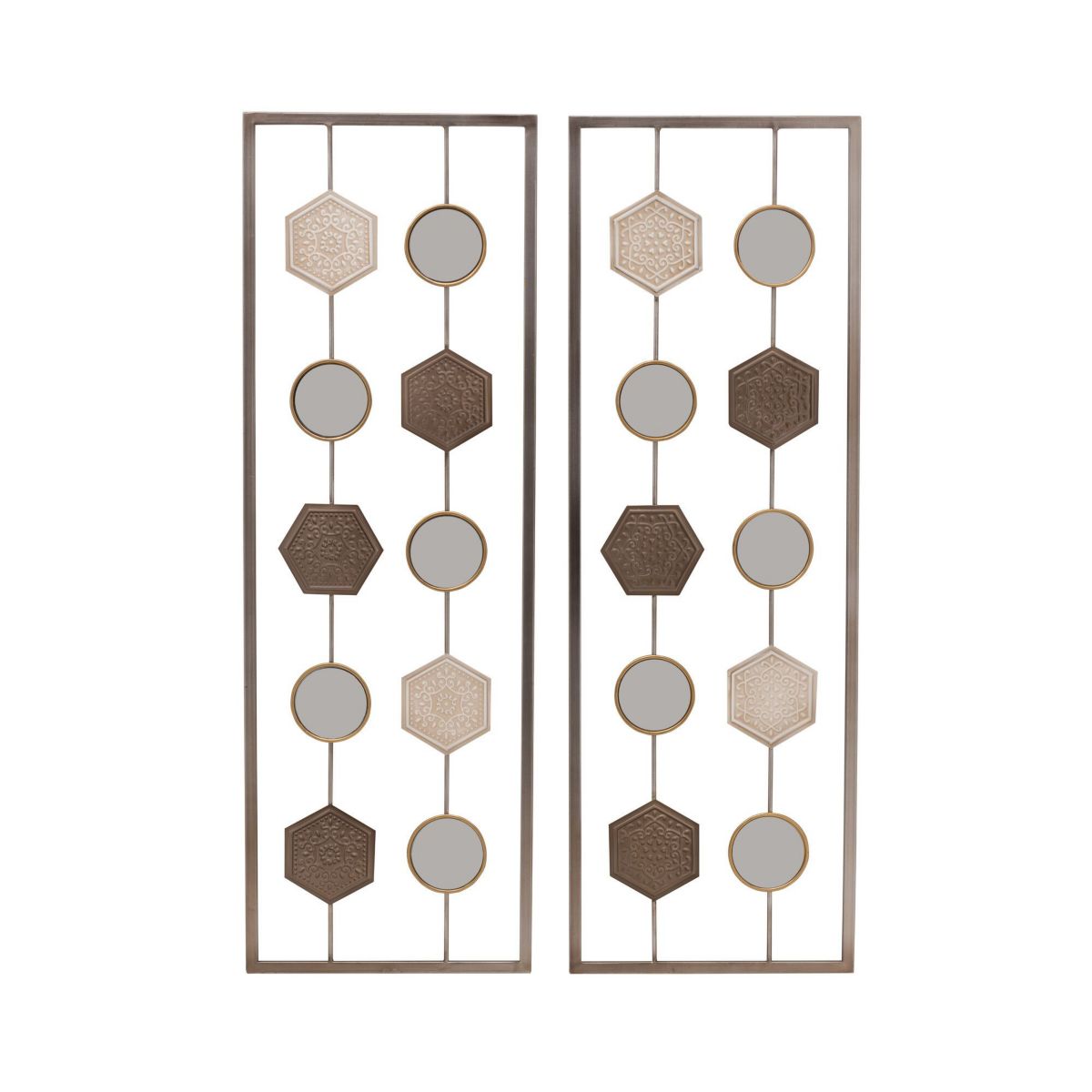 36-in x 12-in Metal Geometric Wall Panel Décor- Set of 2