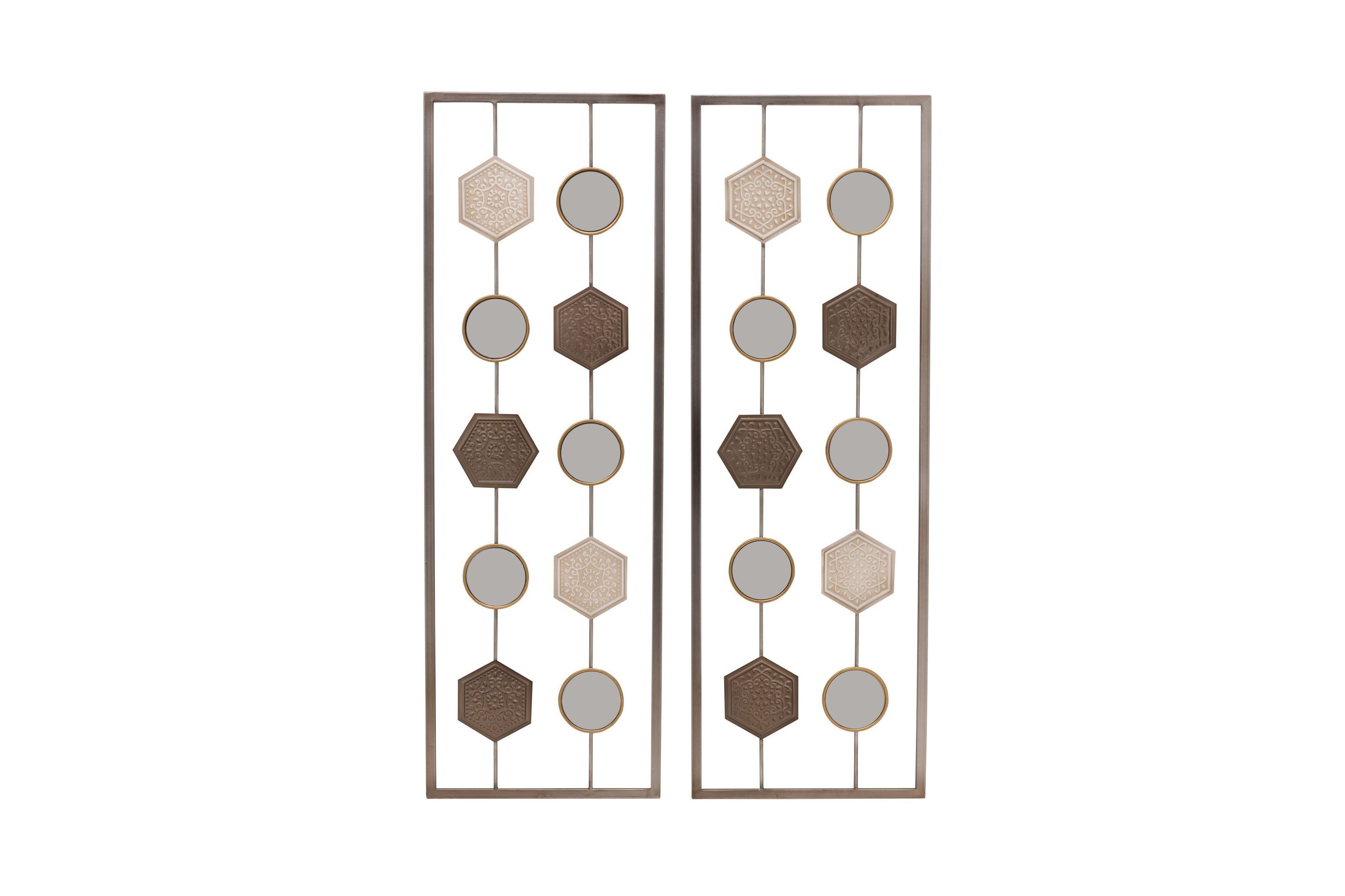 36-in x 12-in Metal Geometric Wall Panel Décor- Set of 2
