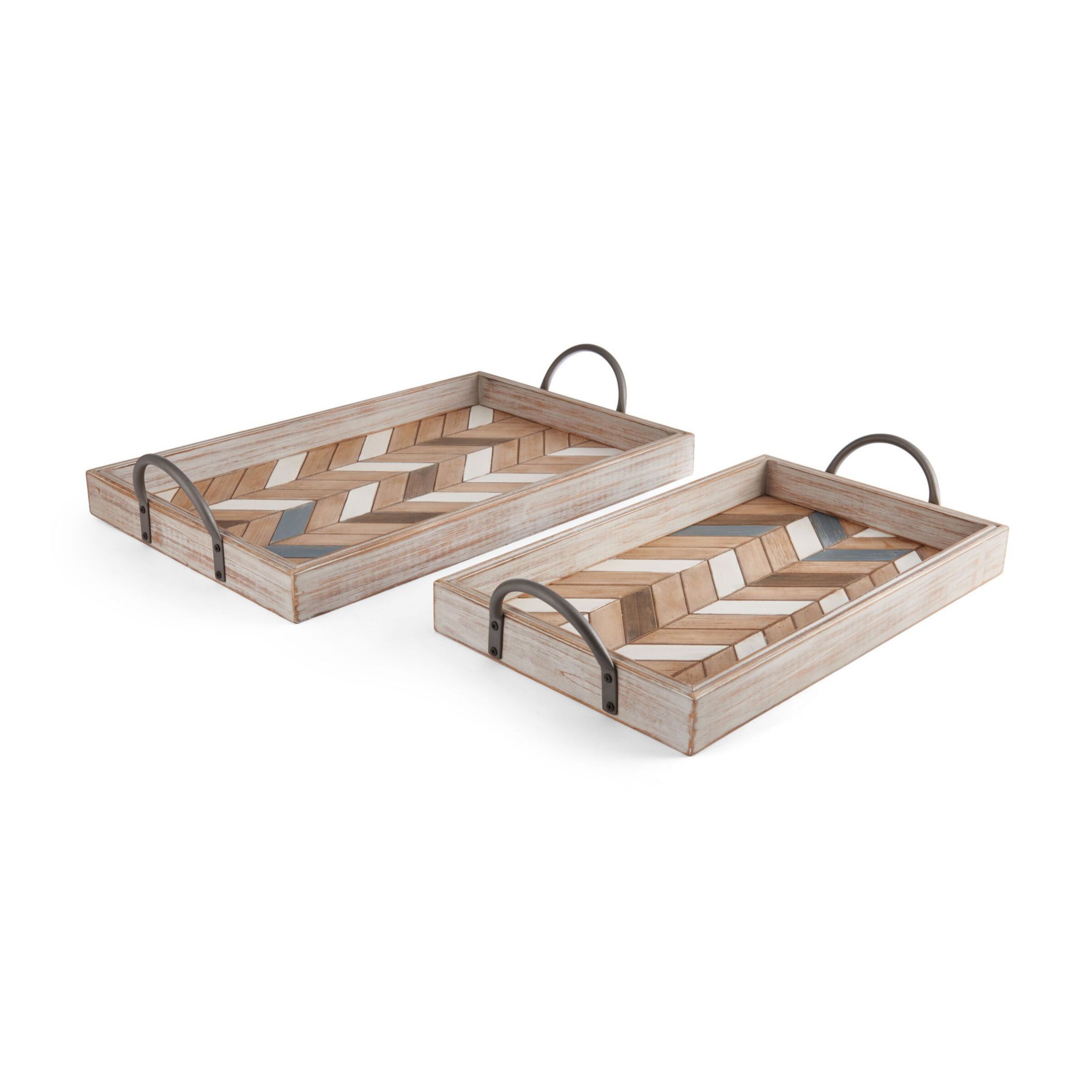 Set Of 2 MDF Parquet Tray