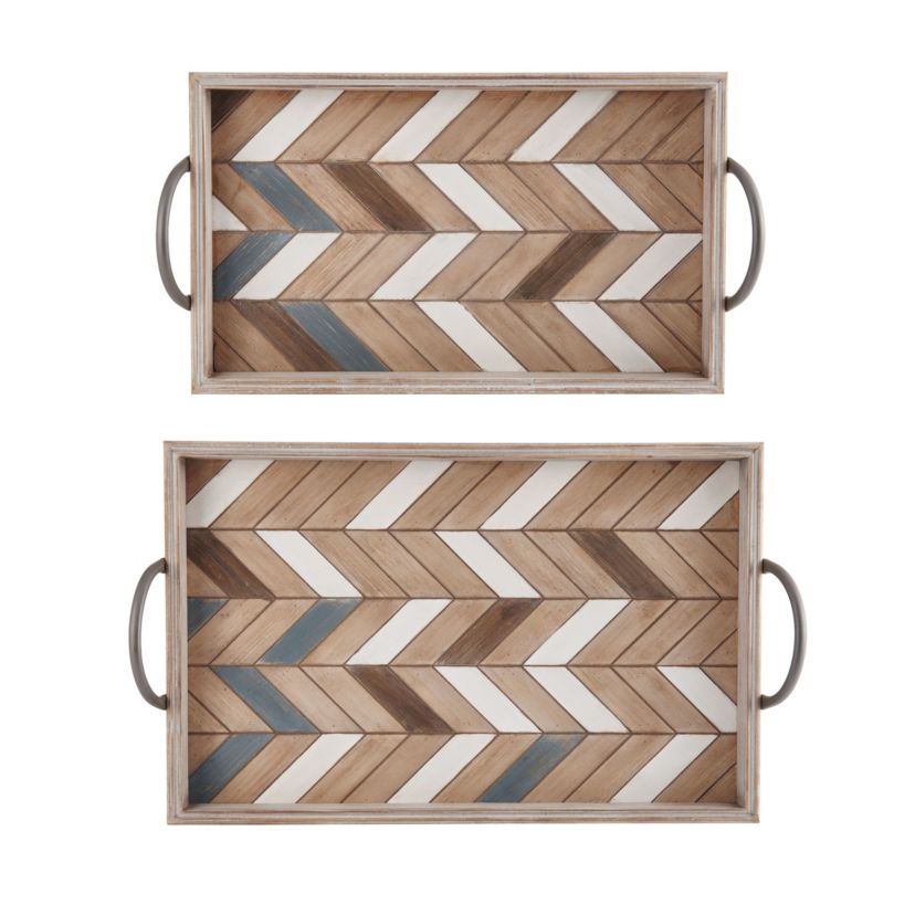 Set Of 2 MDF Parquet Tray