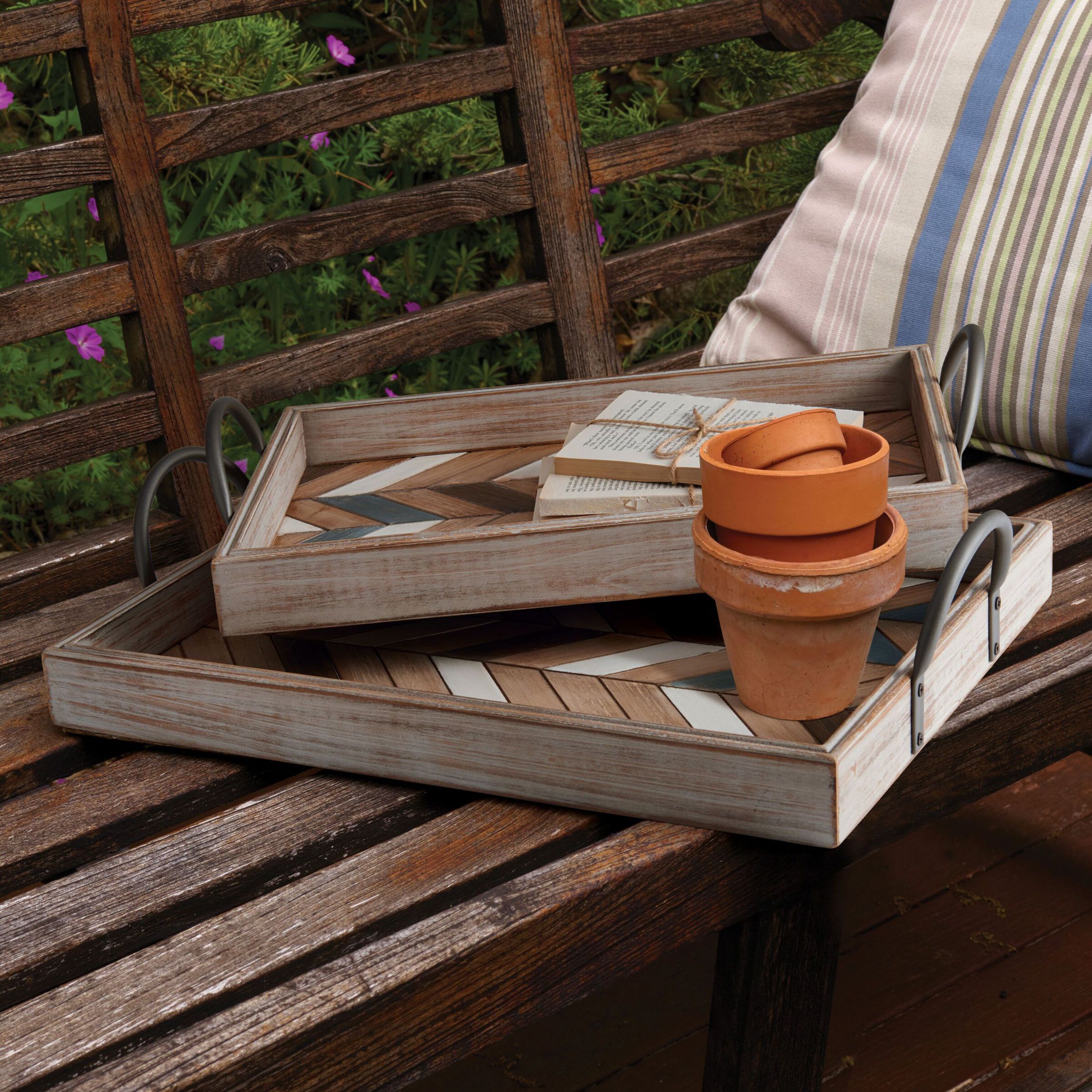Set Of 2 MDF Parquet Tray