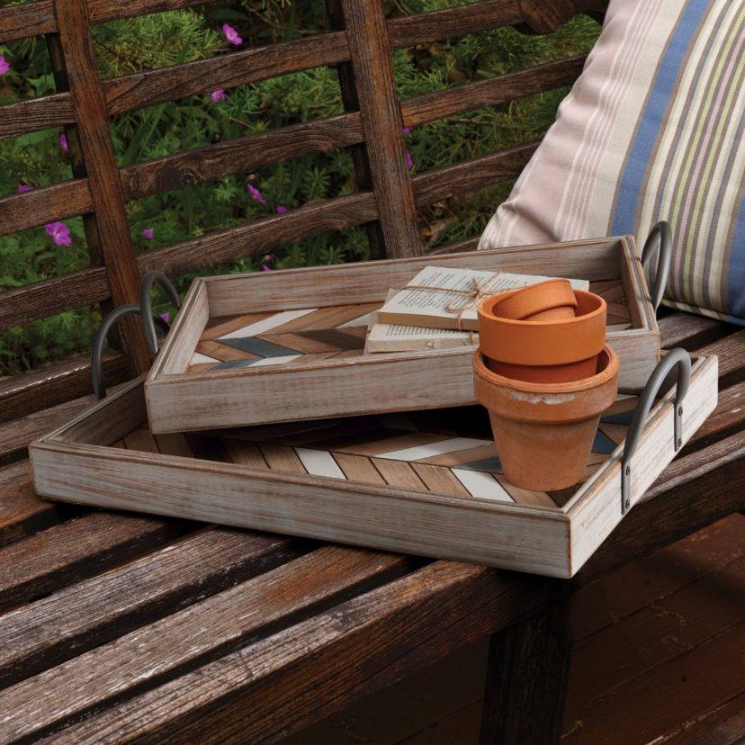 Set Of 2 MDF Parquet Tray