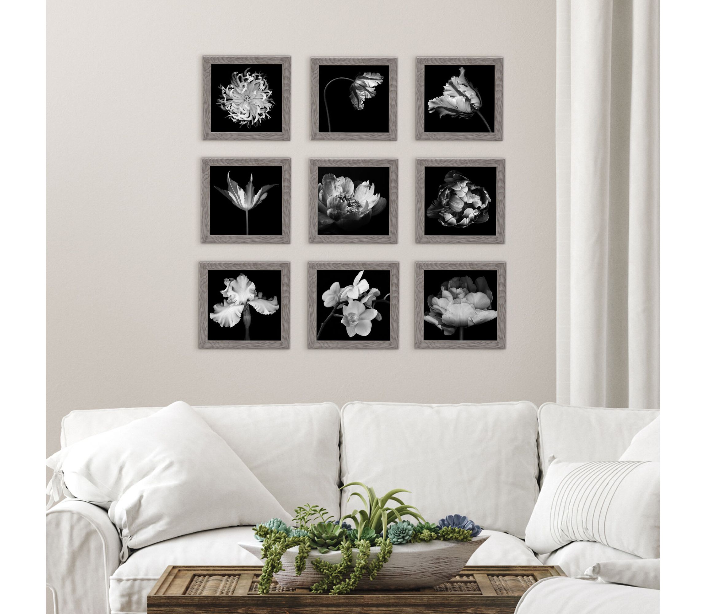 Set of 9 9.25-in Photo Frames-8-in x 8-in Photos, Gray