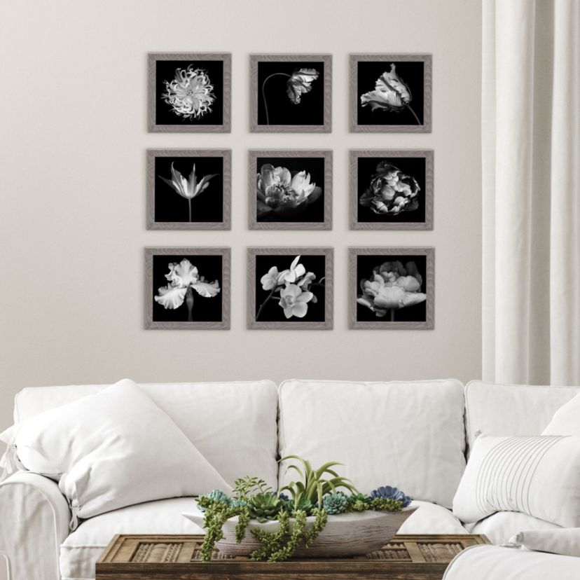 Set of 9 9.25-in Photo Frames-8-in x 8-in Photos, Gray