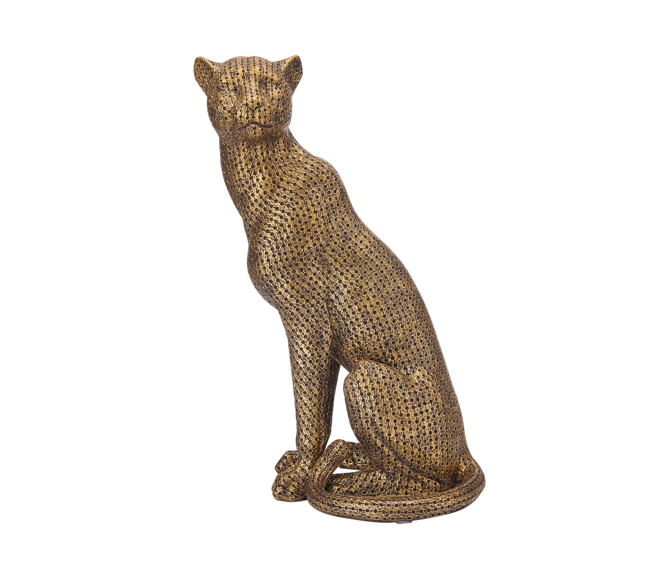 9-in Gold Resin Leopard Figurine