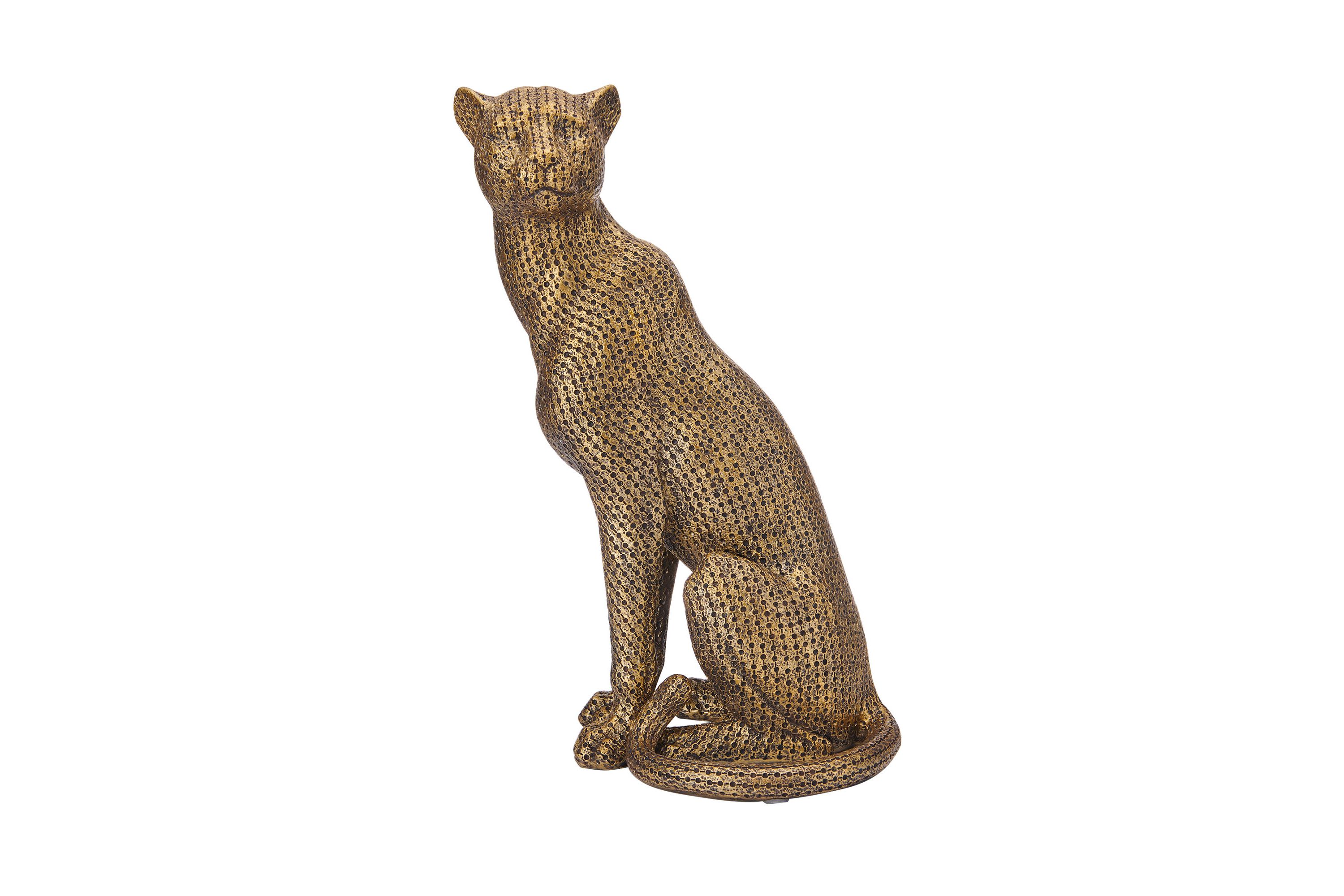 9-in Gold Resin Leopard Figurine