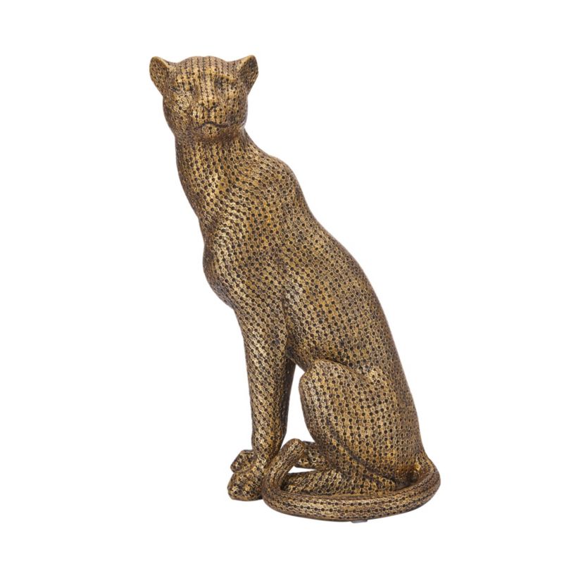 9-in Gold Resin Leopard Figurine