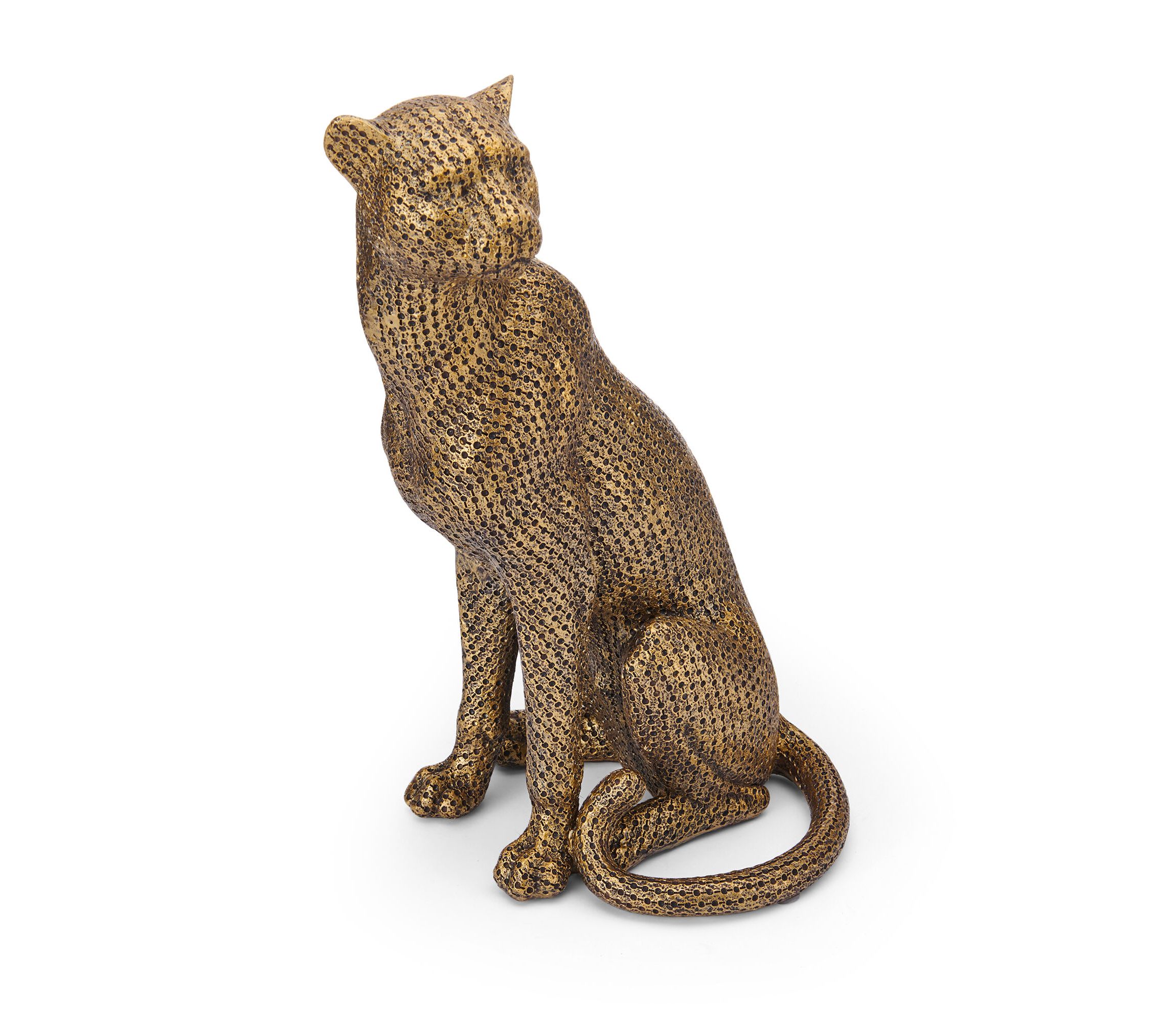 9-in Gold Resin Leopard Figurine