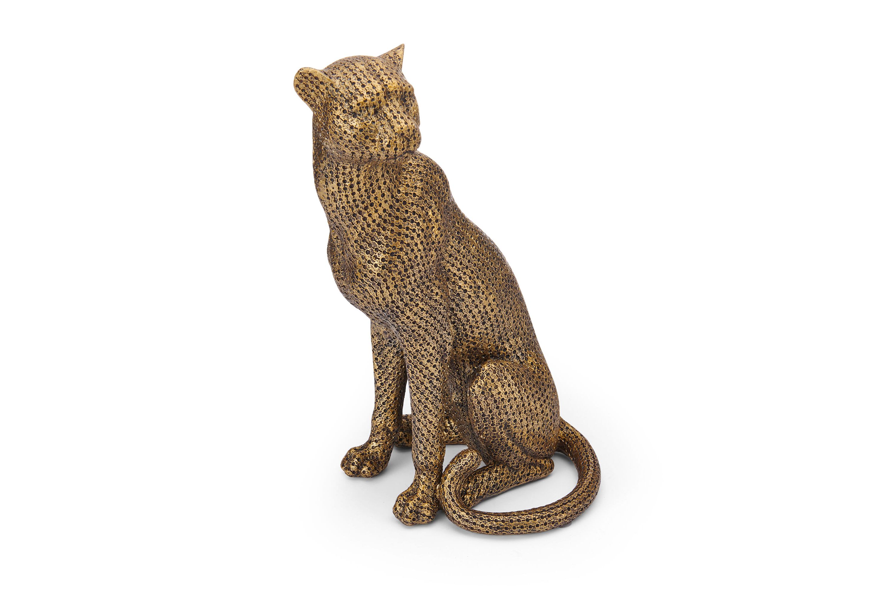 9-in Gold Resin Leopard Figurine