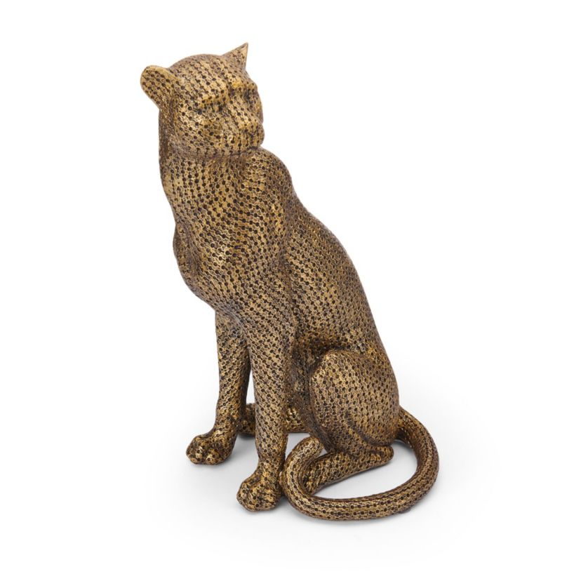 9-in Gold Resin Leopard Figurine