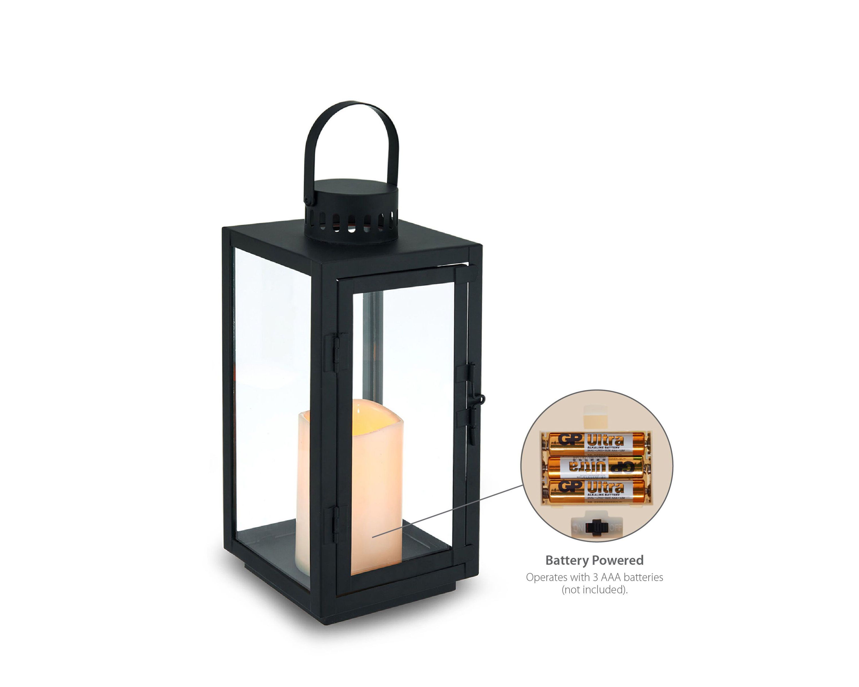Set Of 2 LED Metal Lantern, 12 Inch