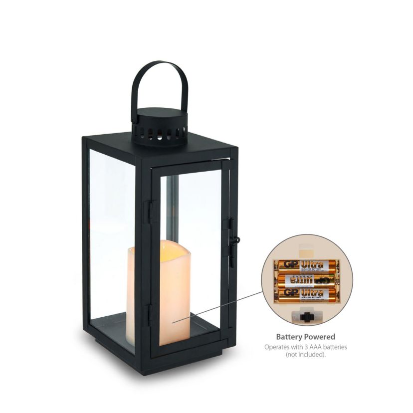 Set Of 2 LED Metal Lantern, 12 Inch