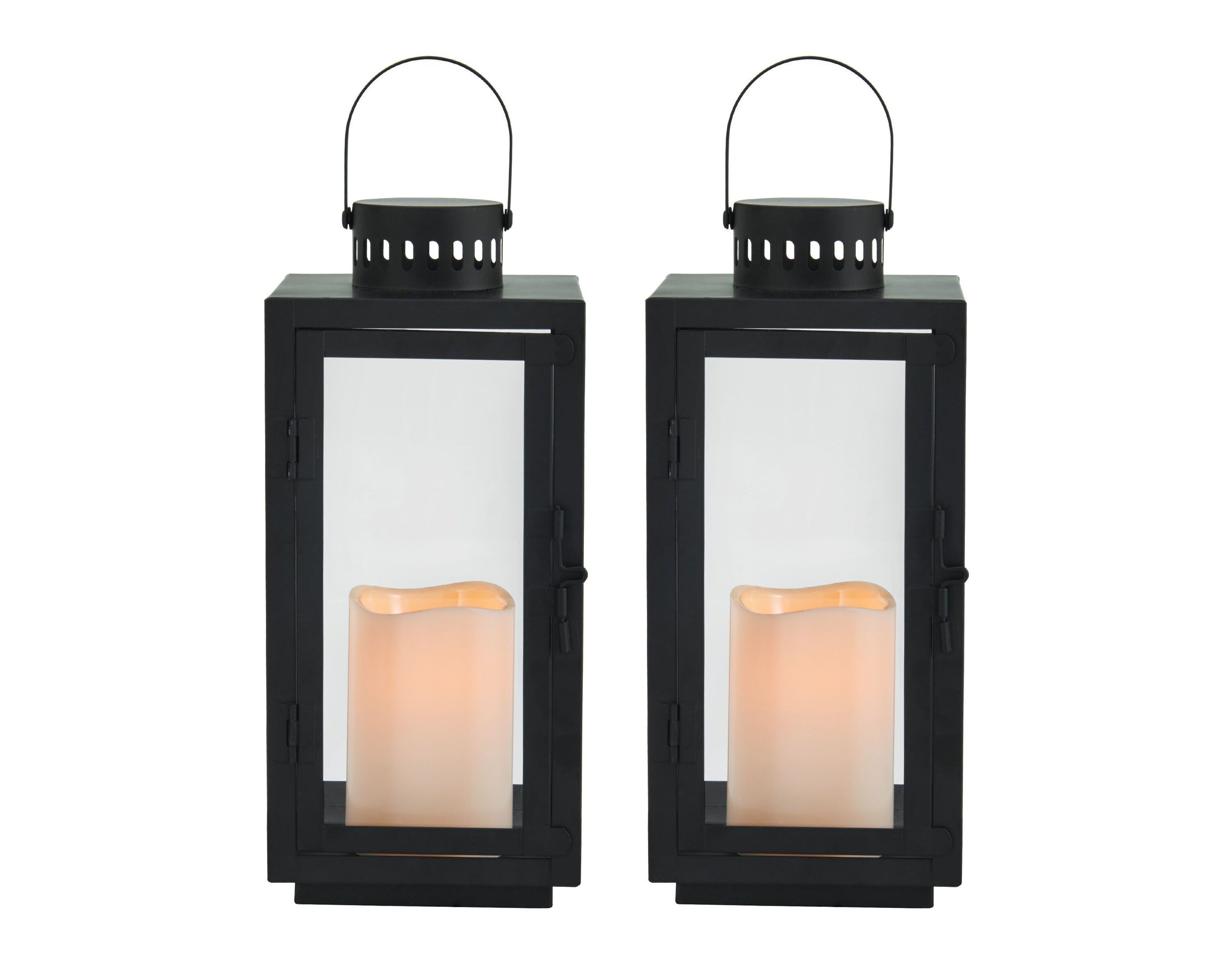 Set Of 2 LED Metal Lantern, 12 Inch
