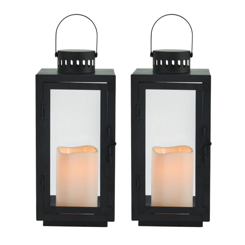 Set Of 2 LED Metal Lantern, 12 Inch