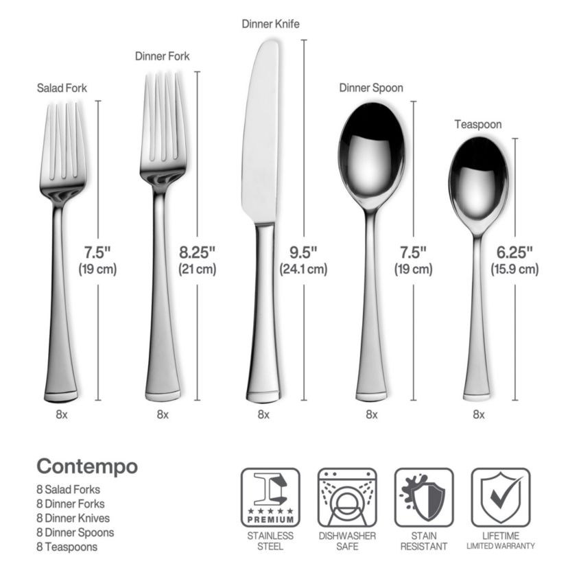 Gourmet Basics by Mikasa Contempo 42-pc Flatware Set, Service for 8