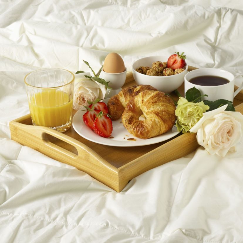 19.7 x 11.8 Inch Bamboo Bed Wood Tray