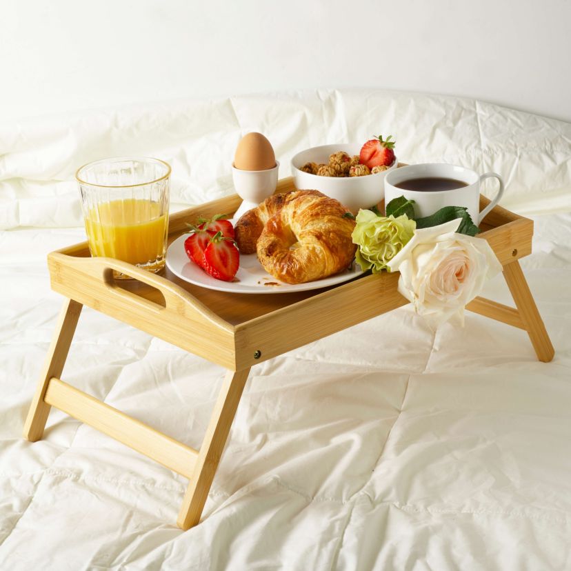 19.7 x 11.8 Inch Bamboo Bed Wood Tray