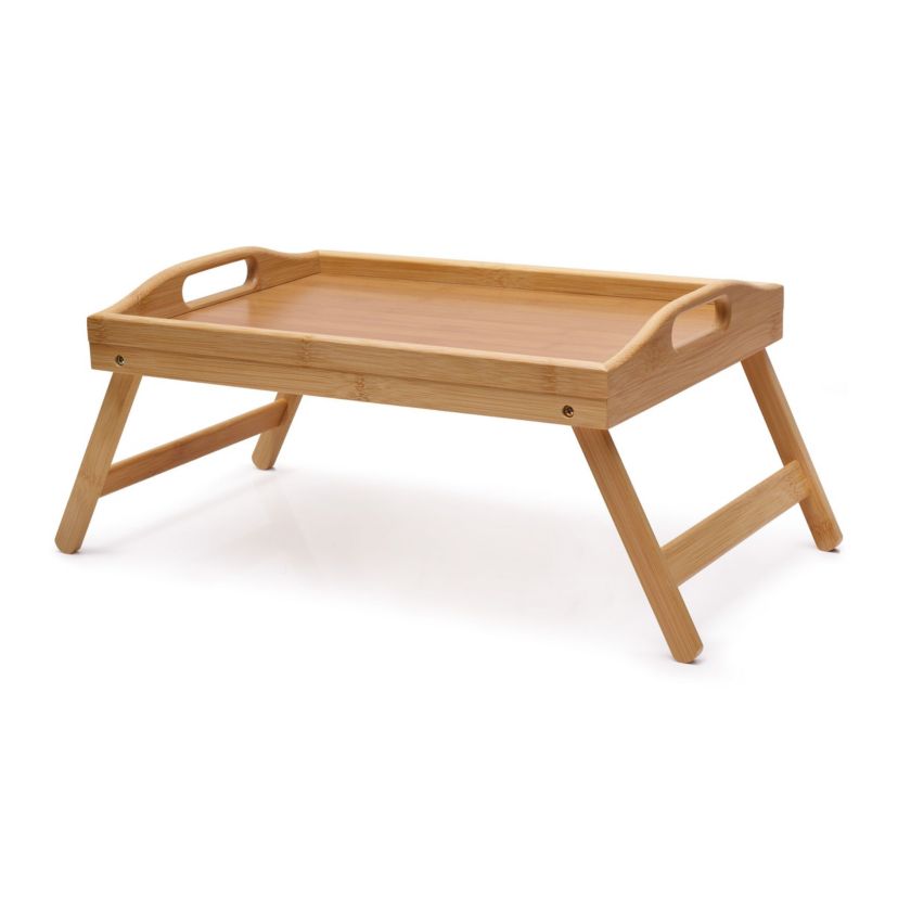 Bamboo Bed Tray, Breakfast Tray with Folding Legs, Serving Tray , TV Tray Table, Portable Tray, Eco-Friendly Bamboo Tray, 24.7x11.8x8.5 Inch, Natural