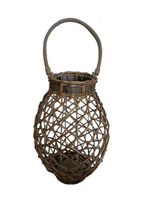 Bazaar Elements Grey Wicker LED Lantern